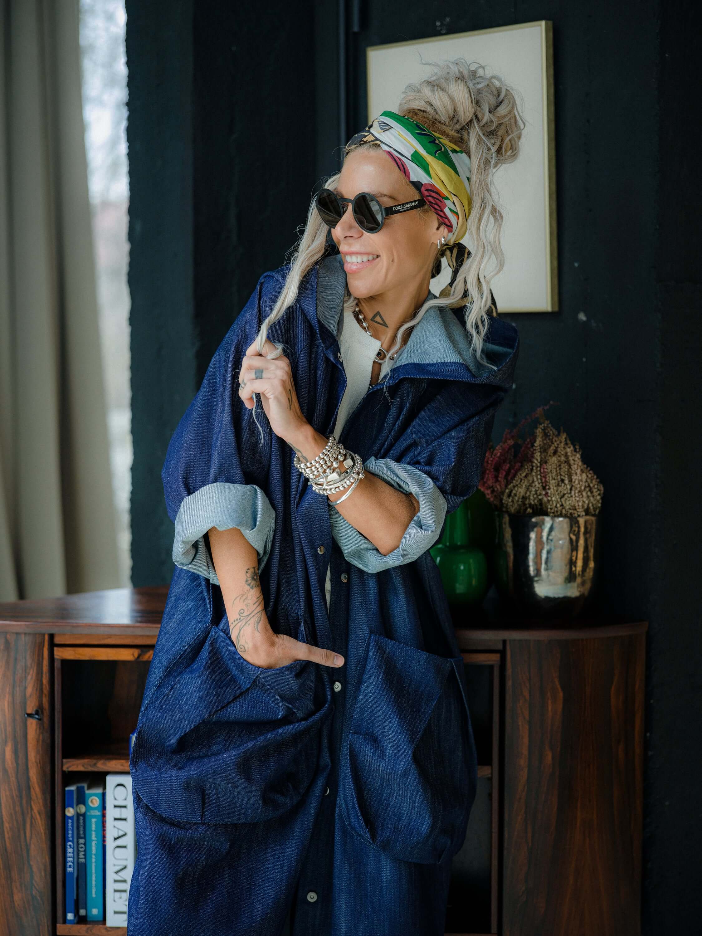 Denim Oversized Hooded Jacket - Image 2