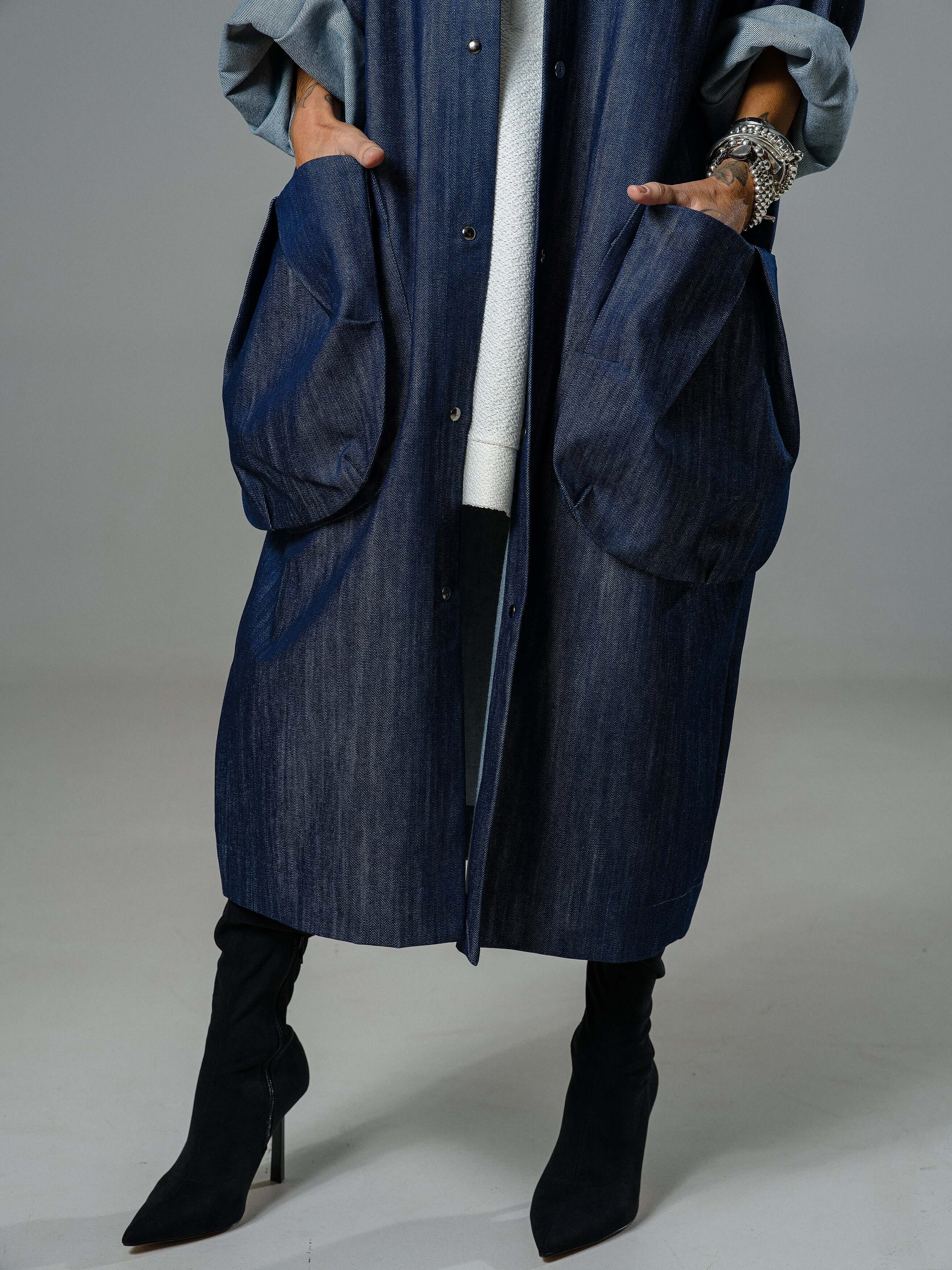 Denim Oversized Hooded Jacket - Image 4