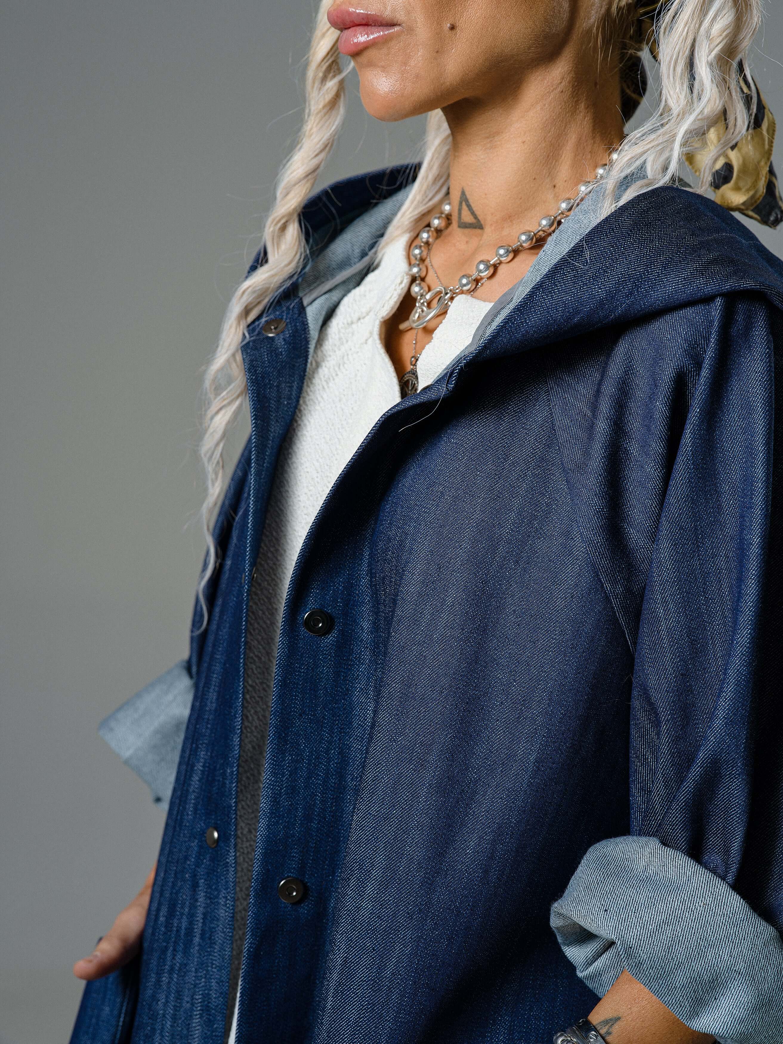 Denim Oversized Hooded Jacket - Image 6