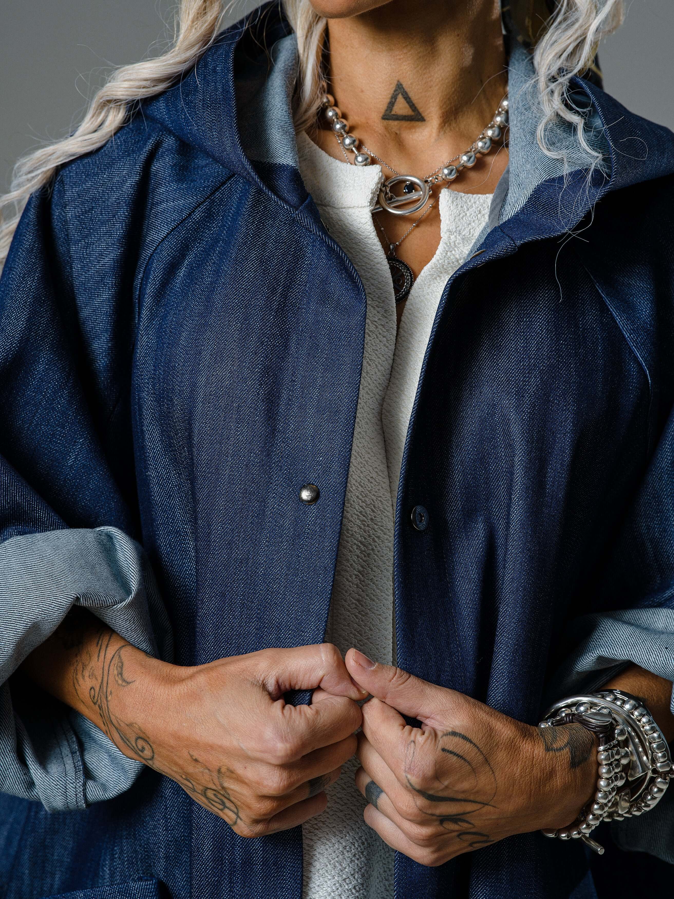Denim Oversized Hooded Jacket - Image 7