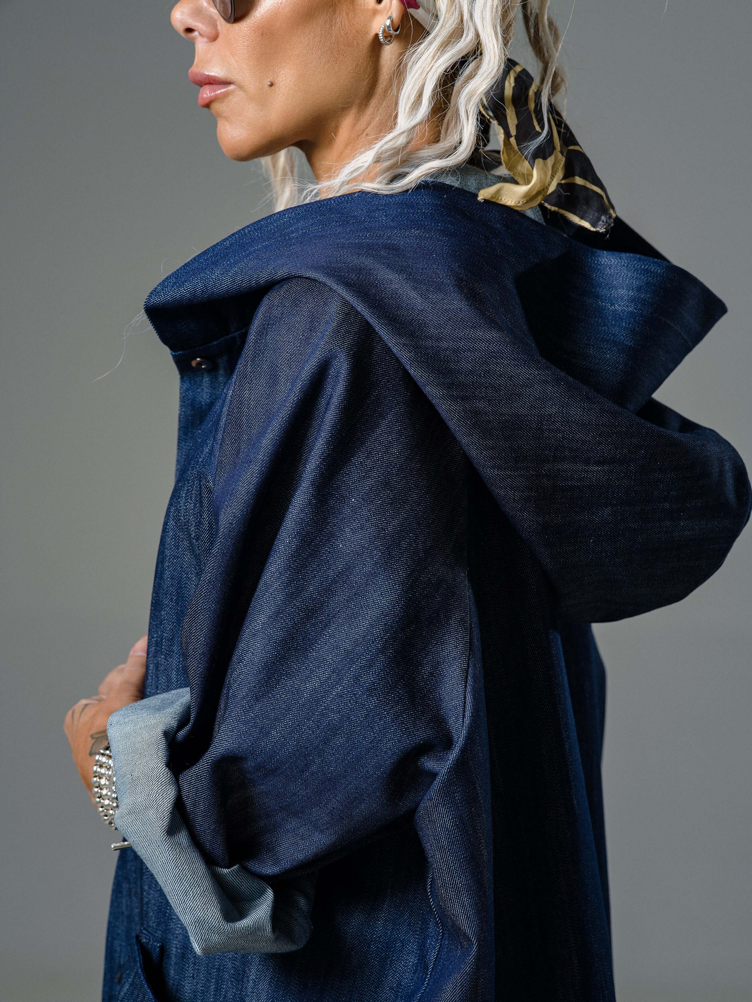 Denim Oversized Hooded Jacket - Image 8