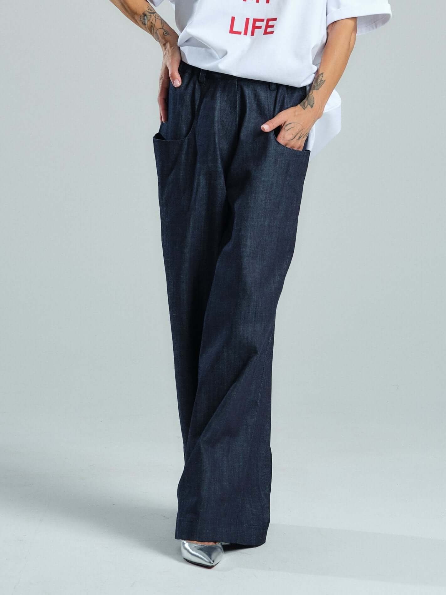 Wide-Leg Denim Pants - Image 3