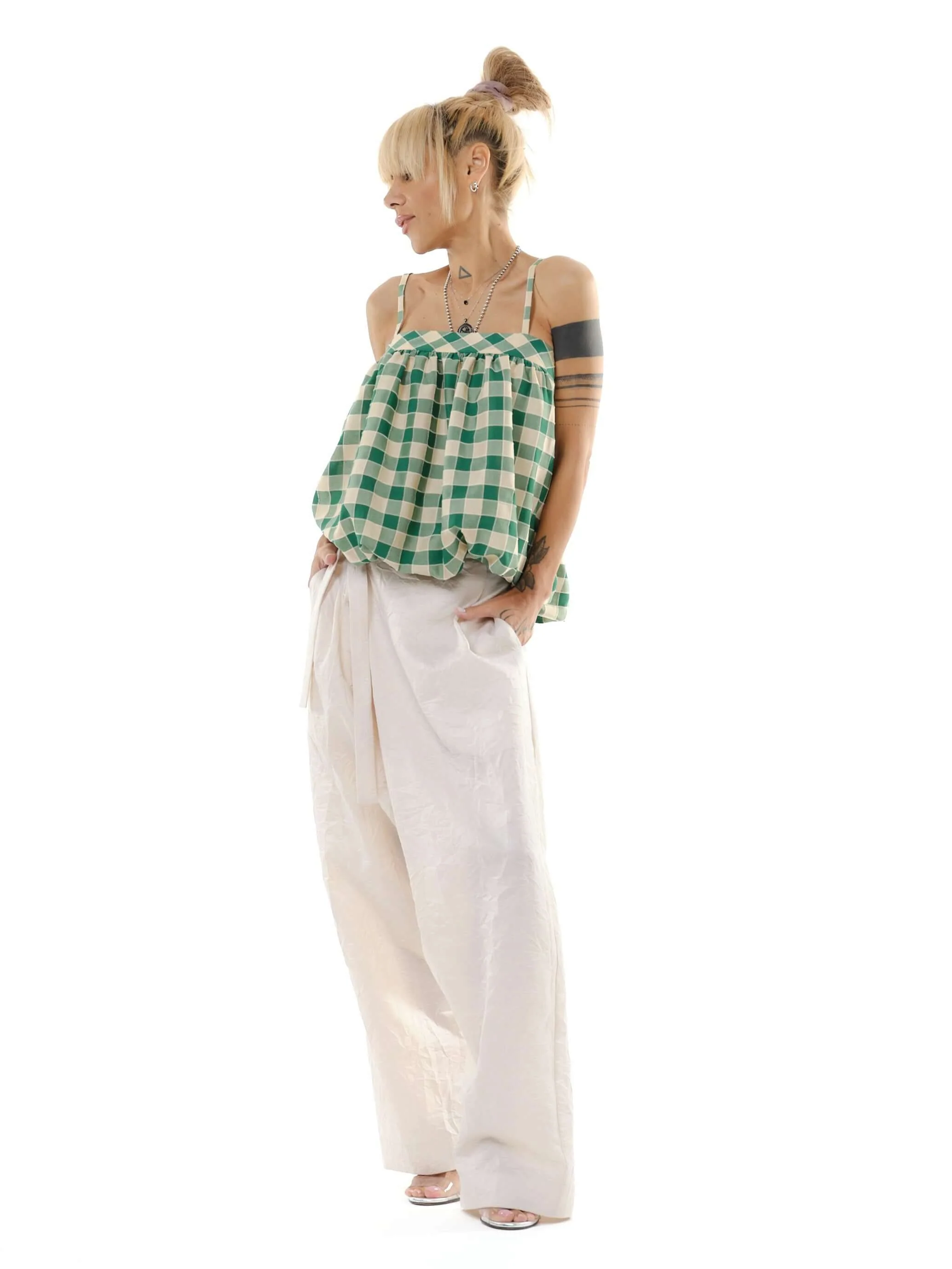 Green Gingham Bubble Top - Image 7
