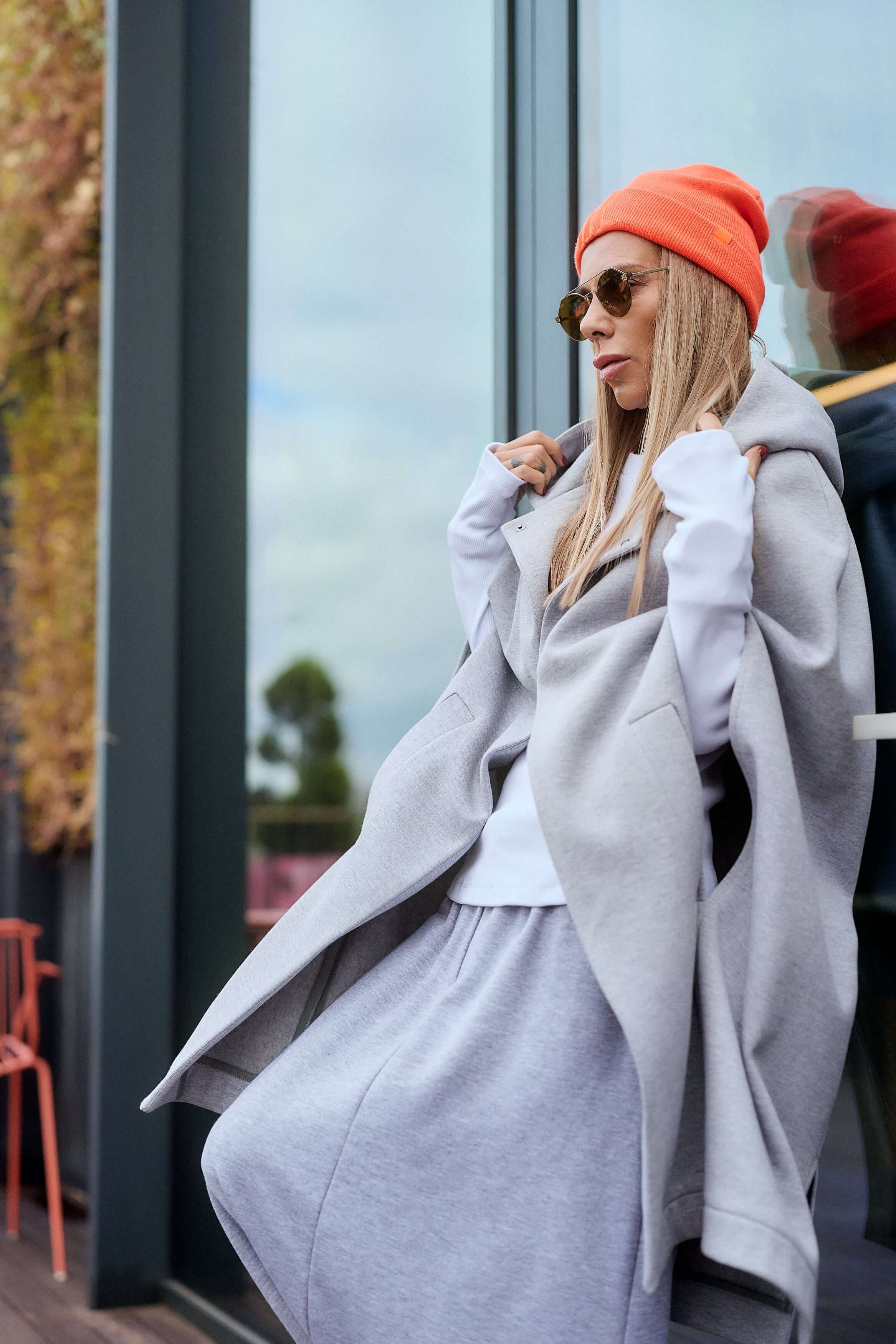 Grey Oversized Sleeveless Coat - Image 4