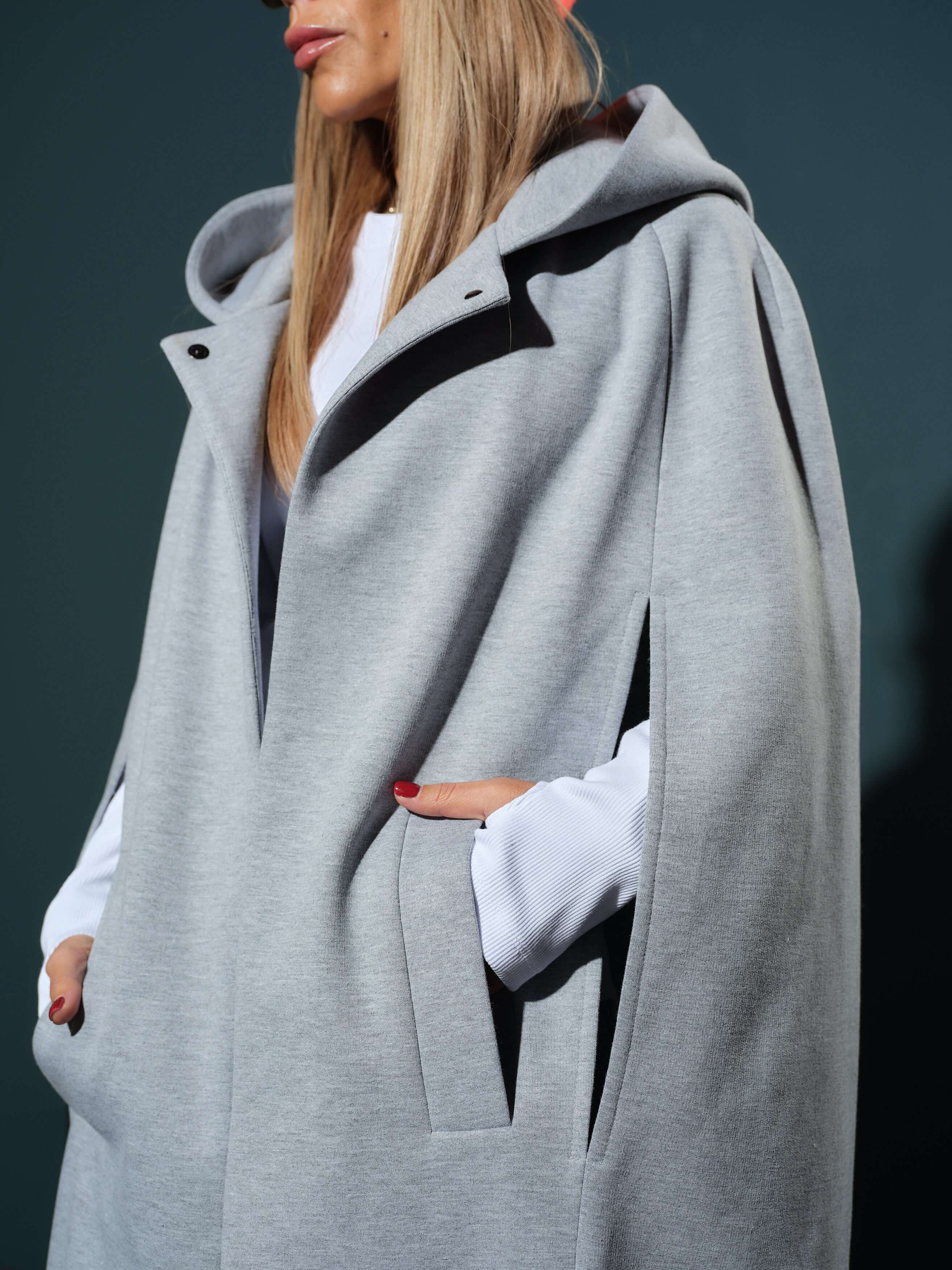 Grey Oversized Sleeveless Coat - Image 7