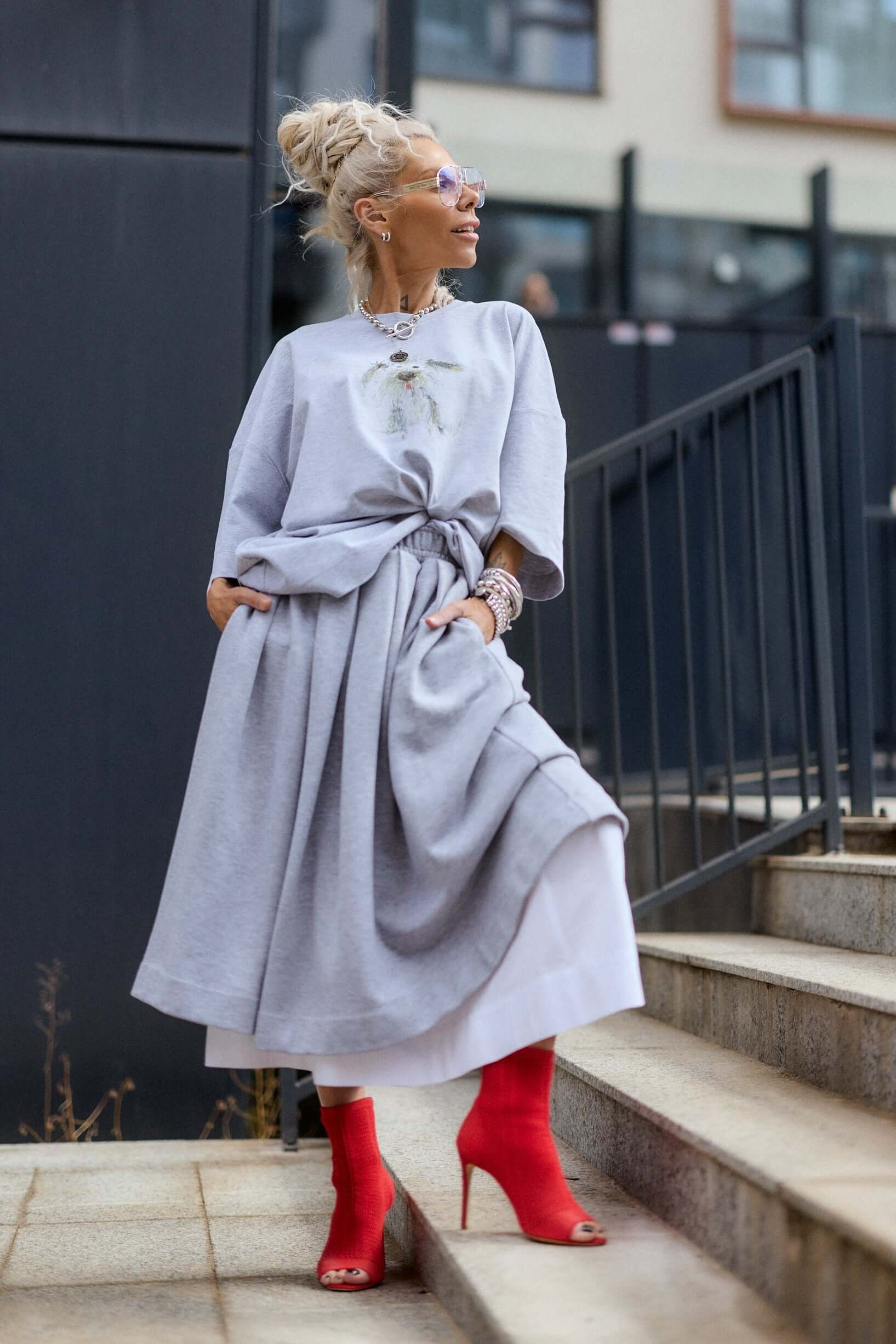 Grey Pleated Midi Skirt - Image 7