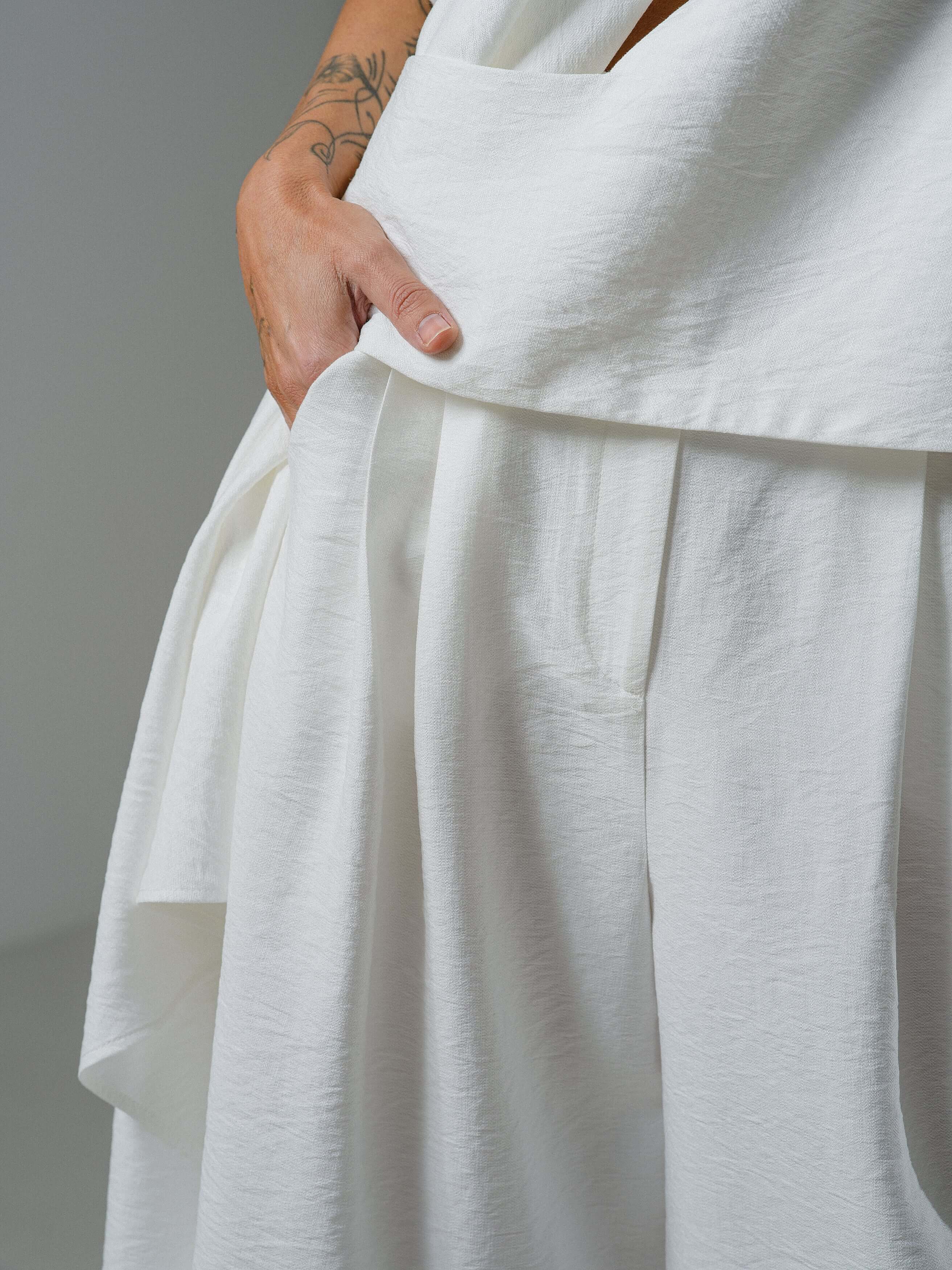 Ivory Draped Blouse and Bermuda Pants Co-Ord - Image 11