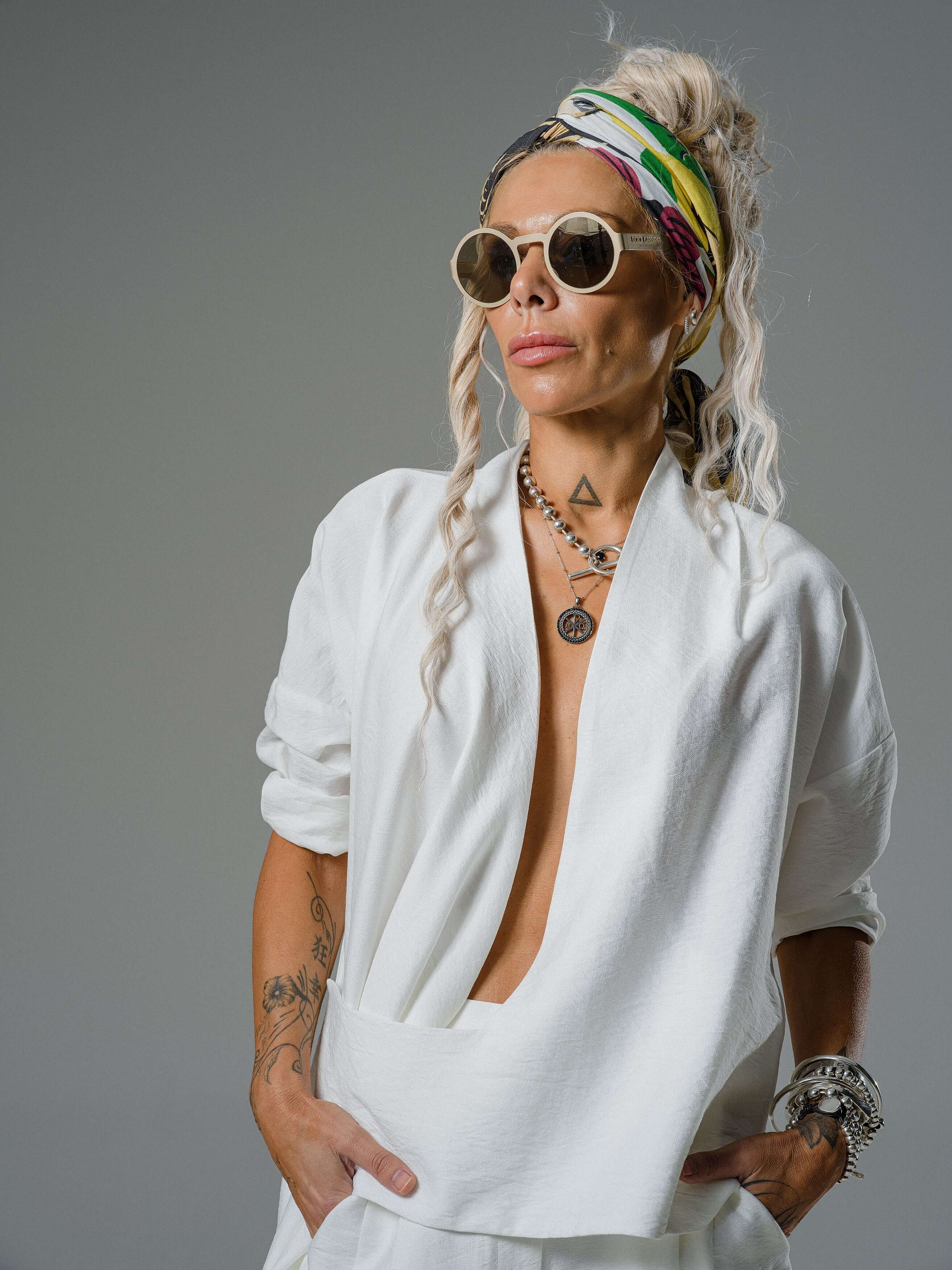Ivory Draped Blouse and Bermuda Pants Co-Ord - Image 12
