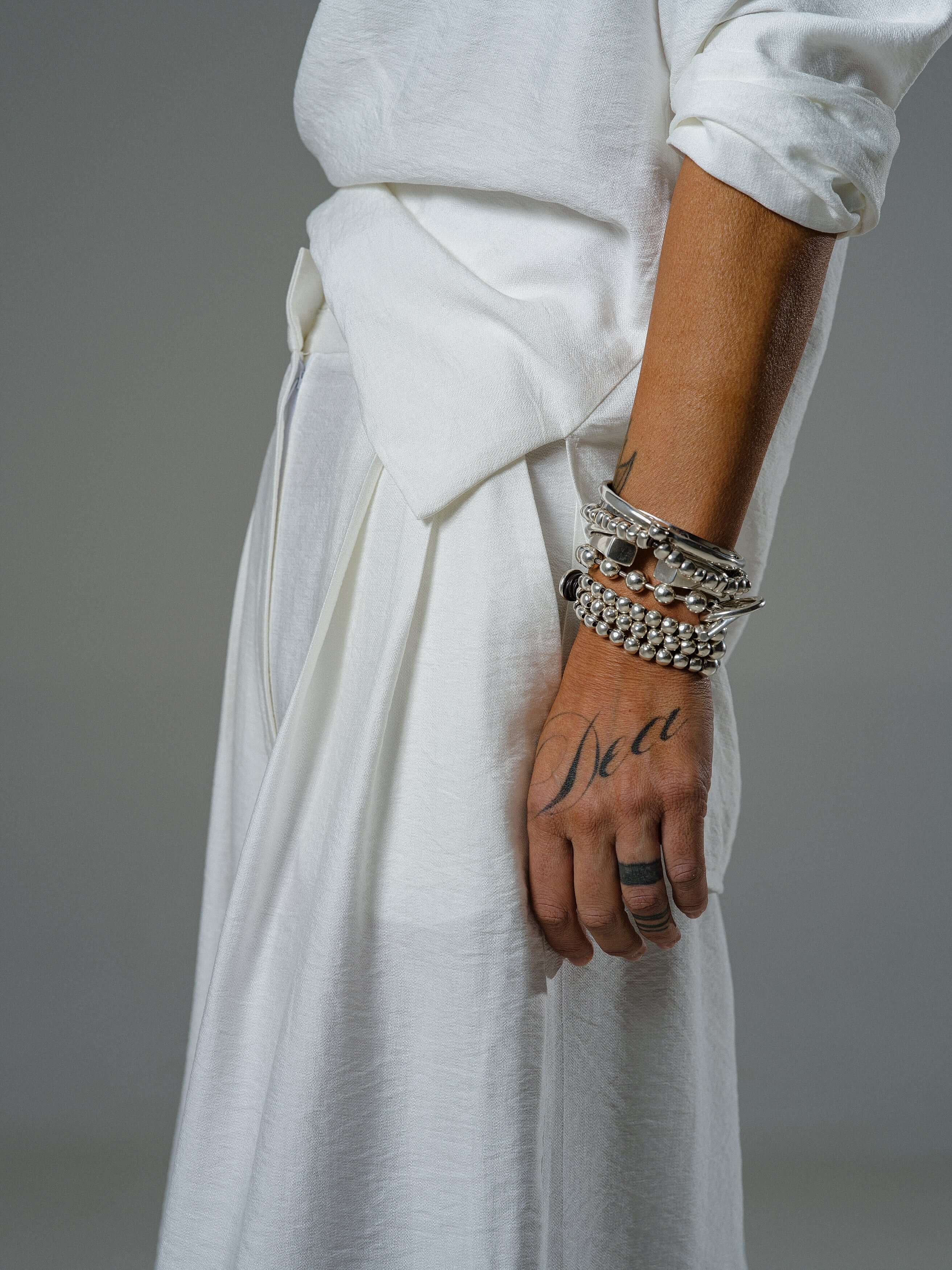 Ivory Draped Blouse and Bermuda Pants Co-Ord - Image 6