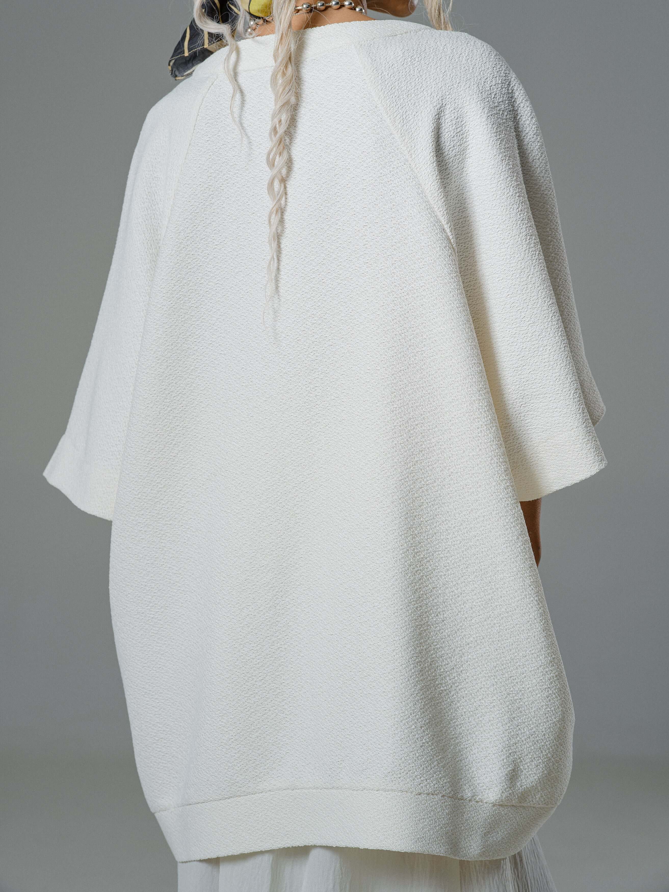 Ivory Textured Oversized Blouse - Image 7