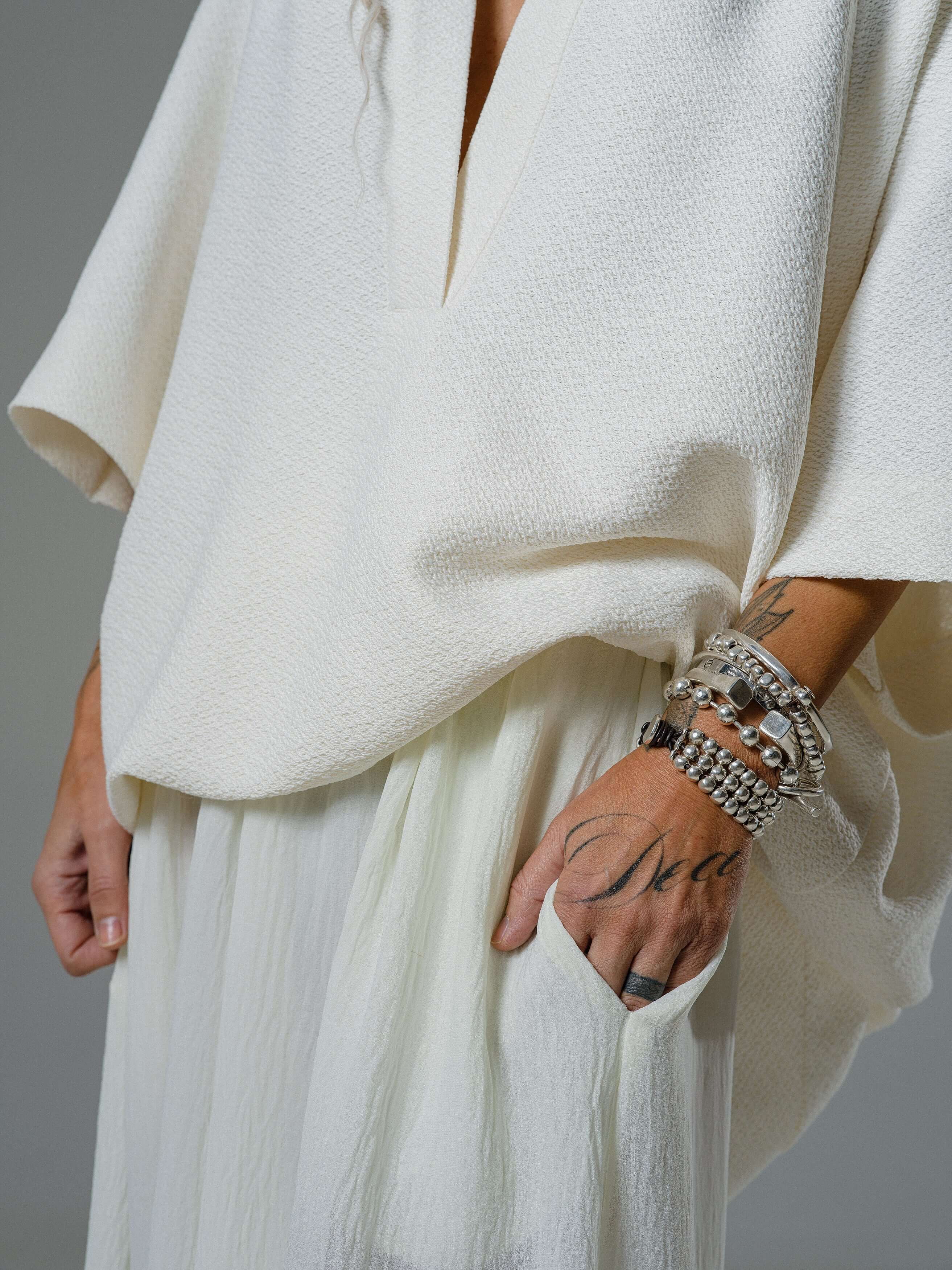 Ivory Textured Wide Leg Pants - Image 4