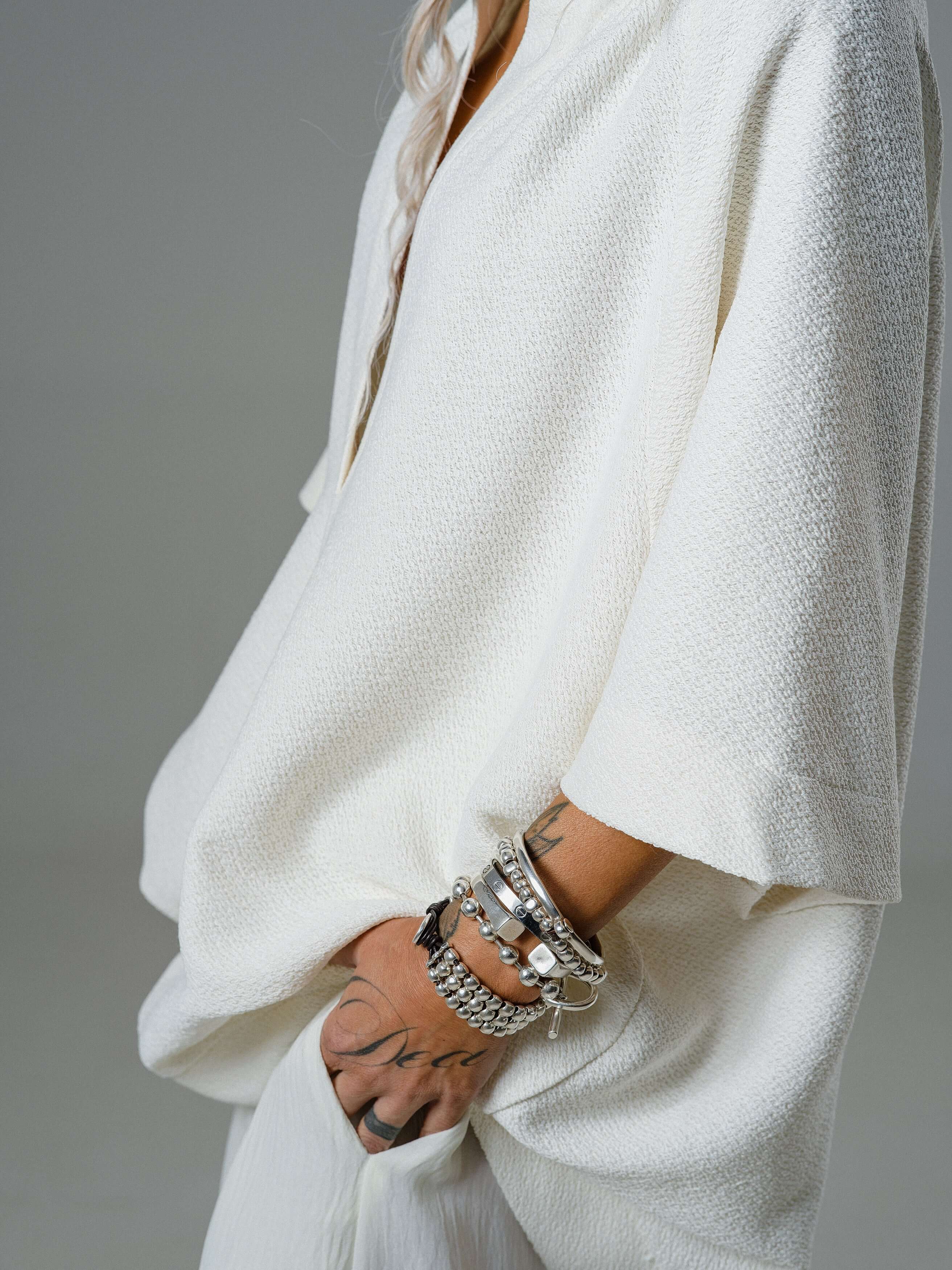 Ivory Textured Wide Leg Pants - Image 6
