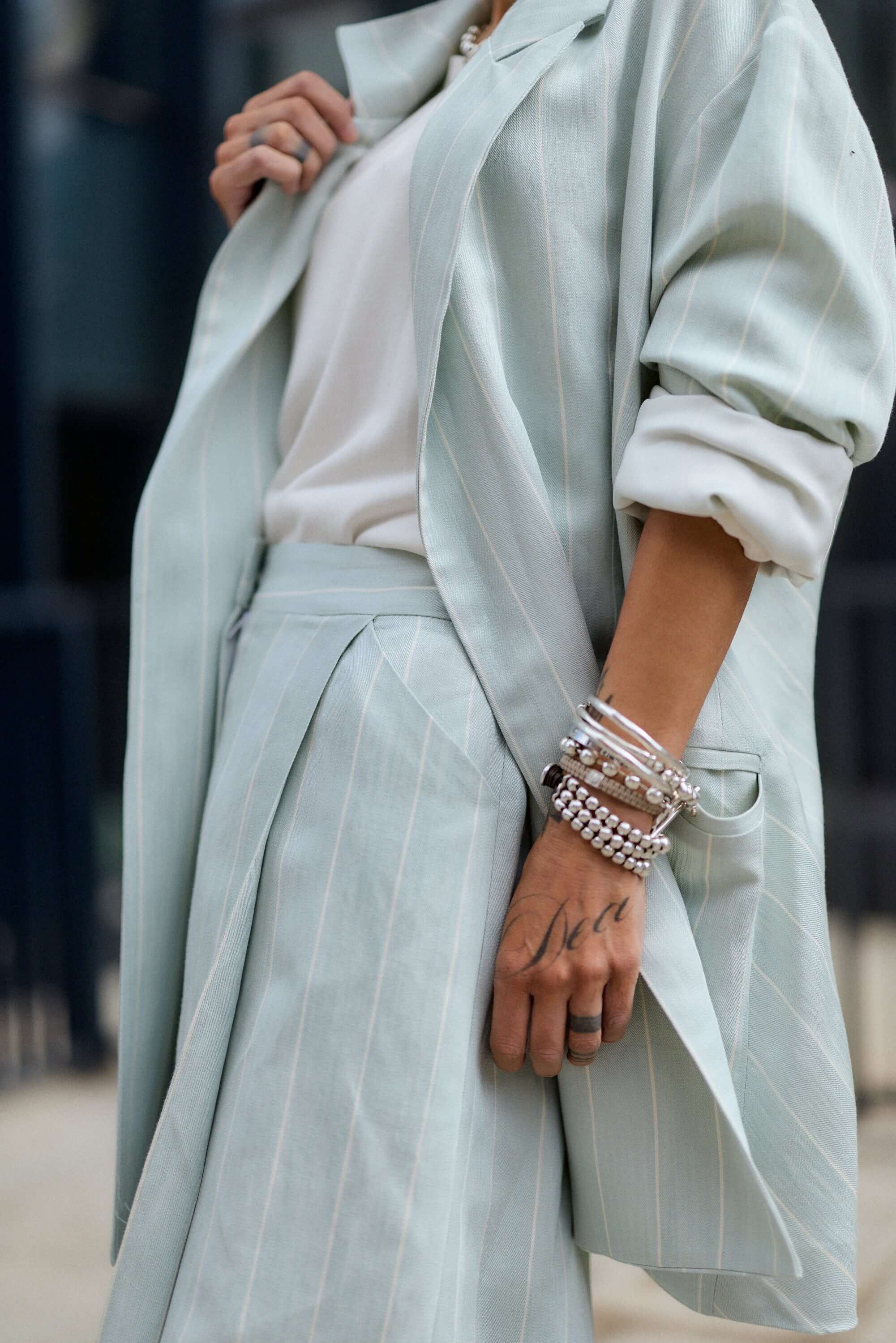 Light Mint Pinstripe Oversized Blazer - Image 4