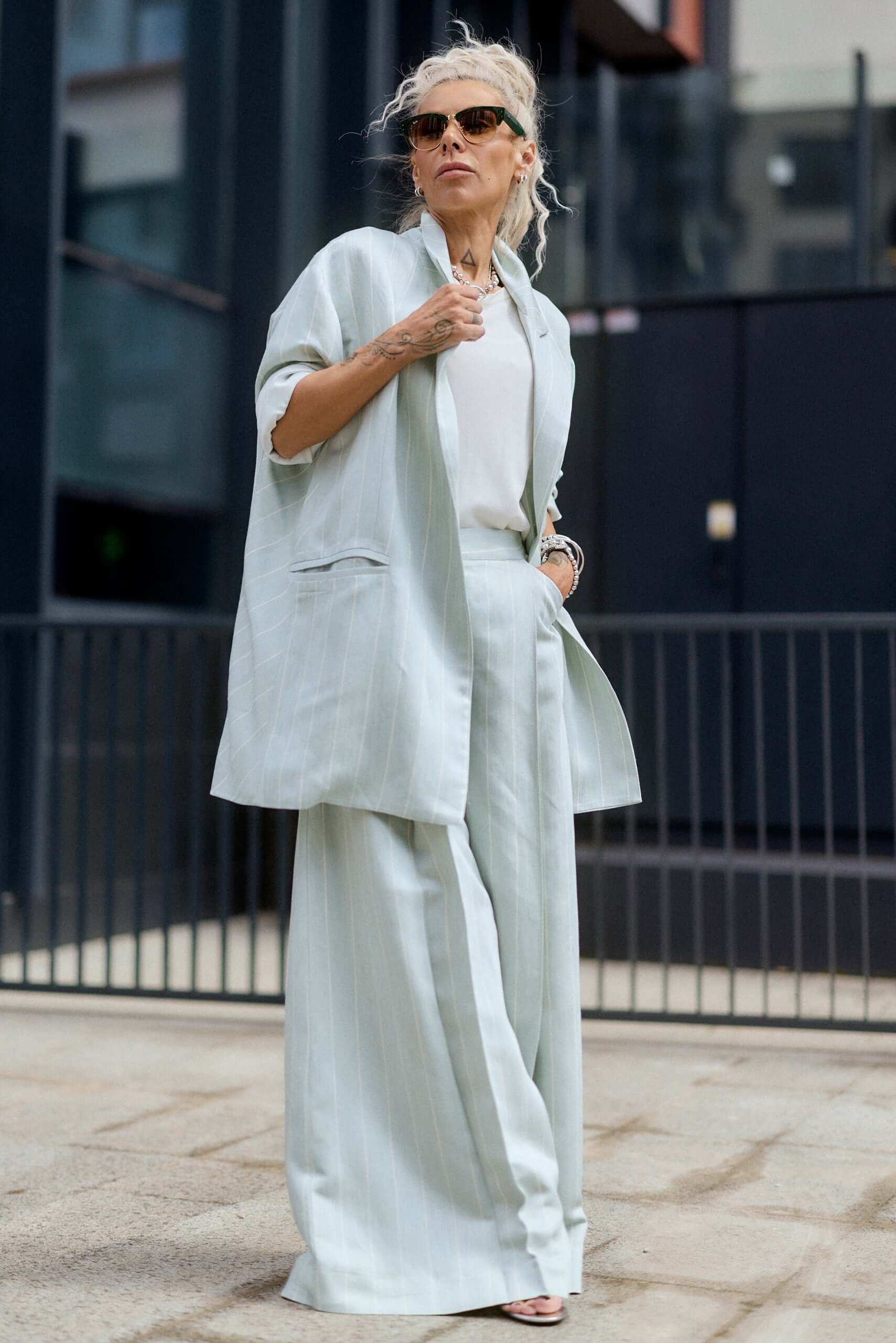 Light Mint Pinstripe Oversized Blazer - Image 5