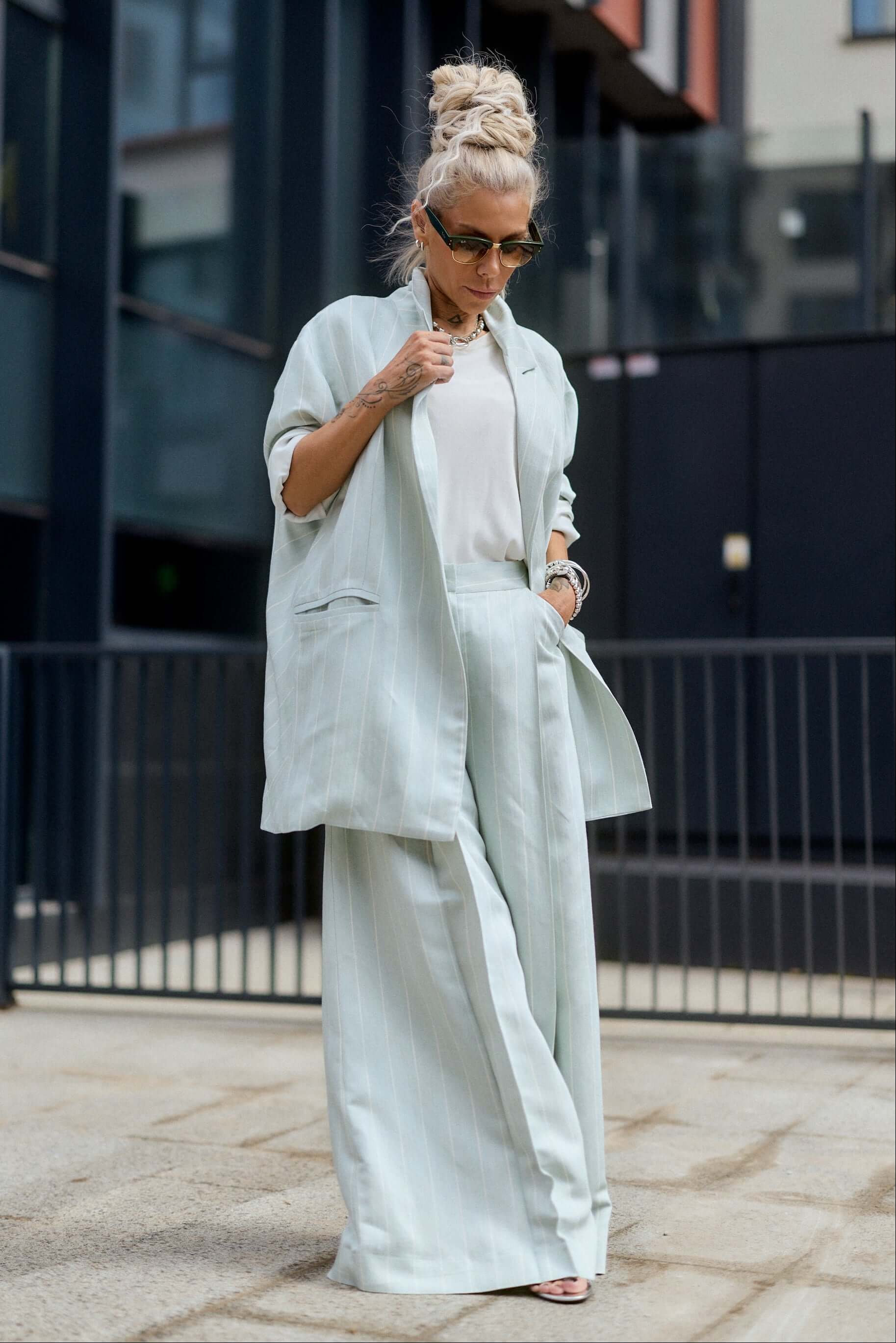 Light Mint Pinstripe Oversized Blazer - Image 6