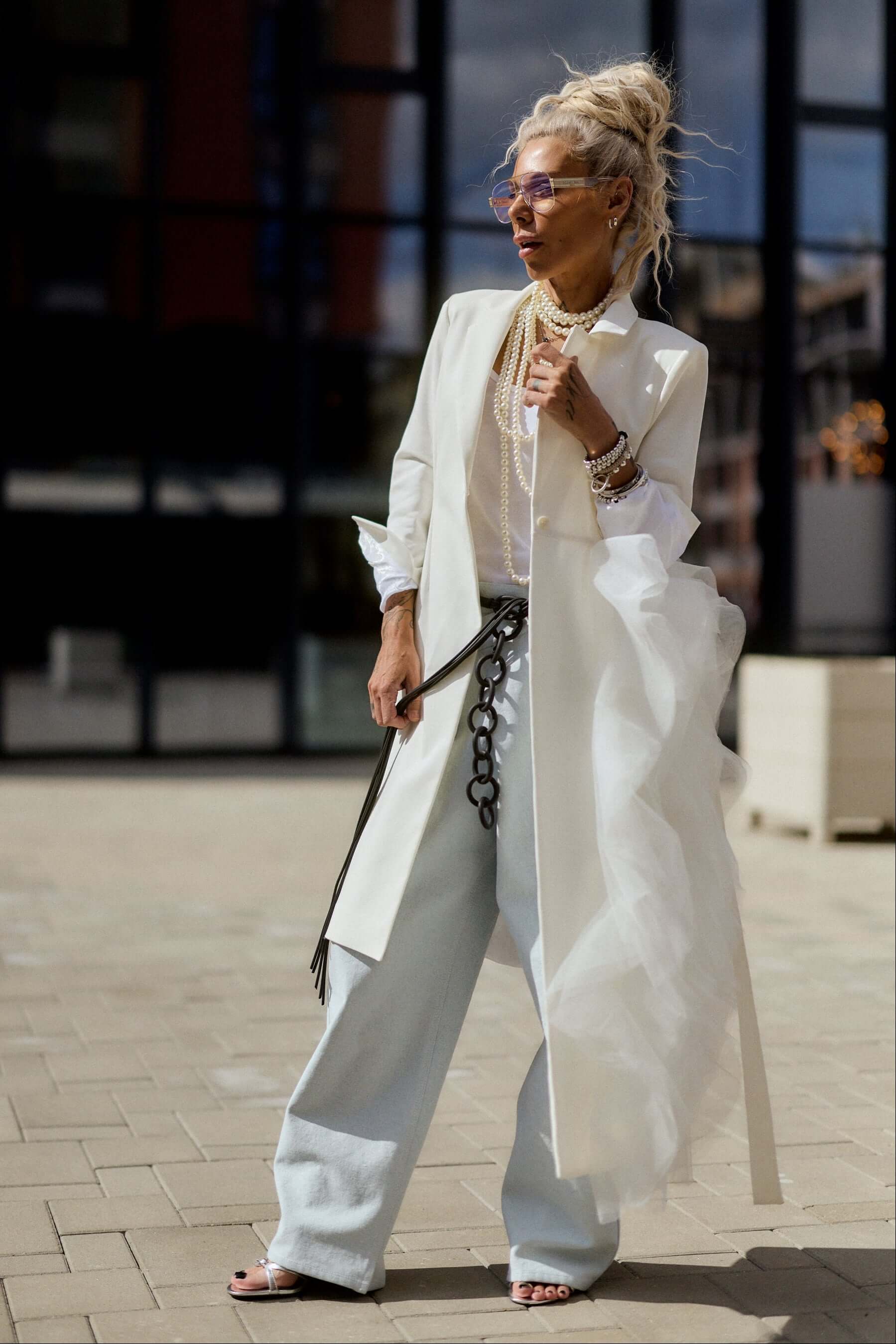 Off-white Tulle Detail Blazer - Image 3