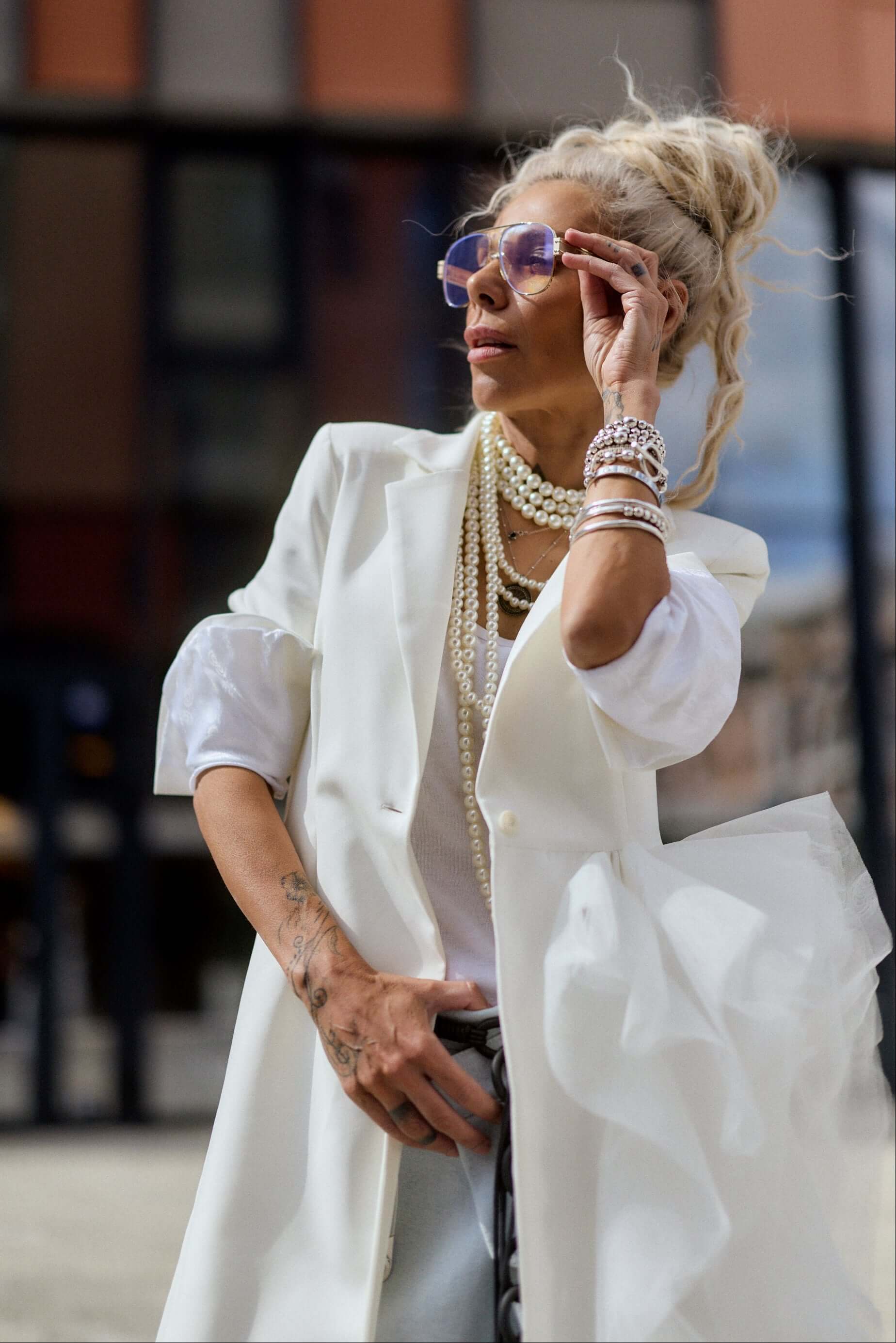 Off-white Tulle Detail Blazer - Image 4