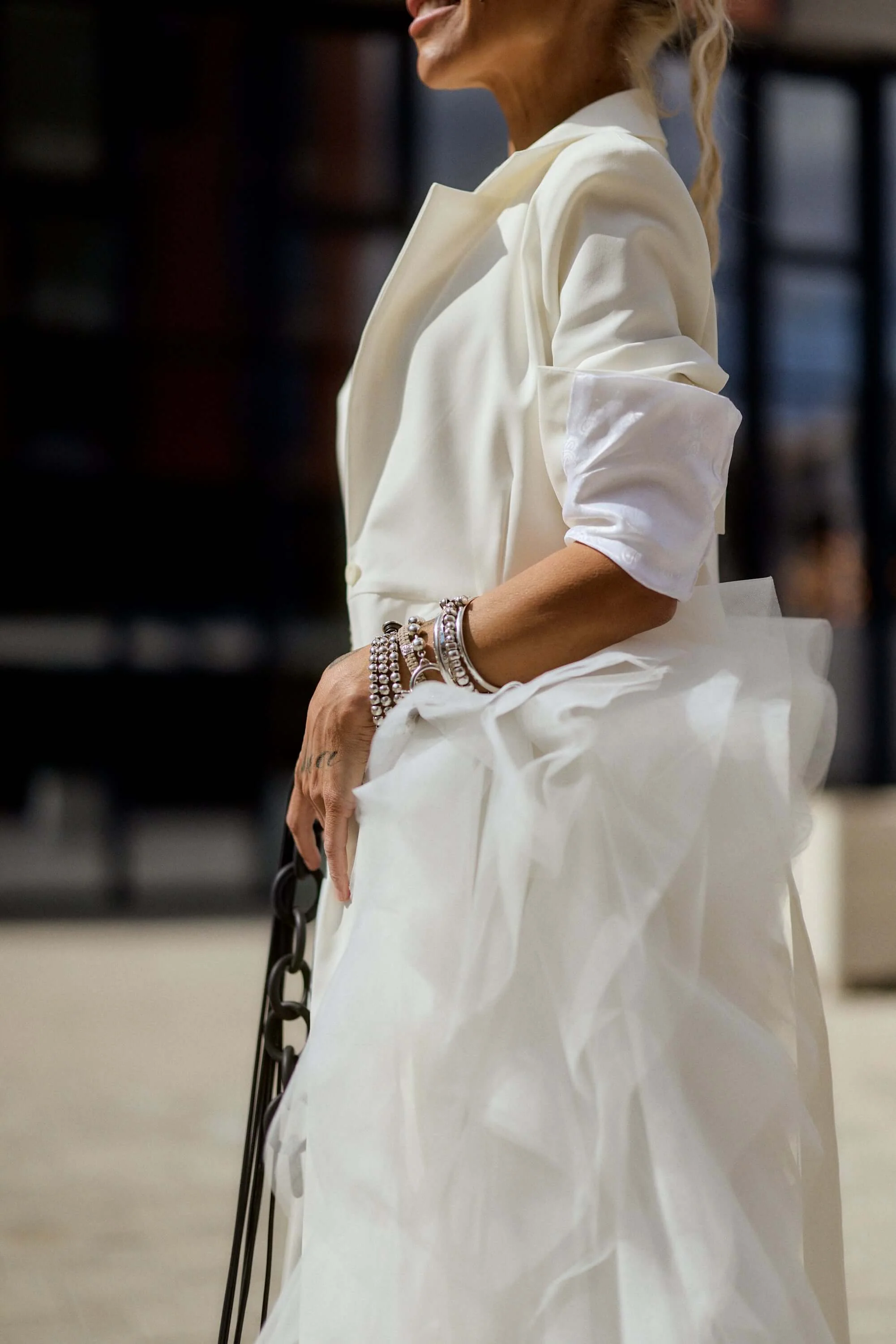Off-white Tulle Detail Blazer - Image 5