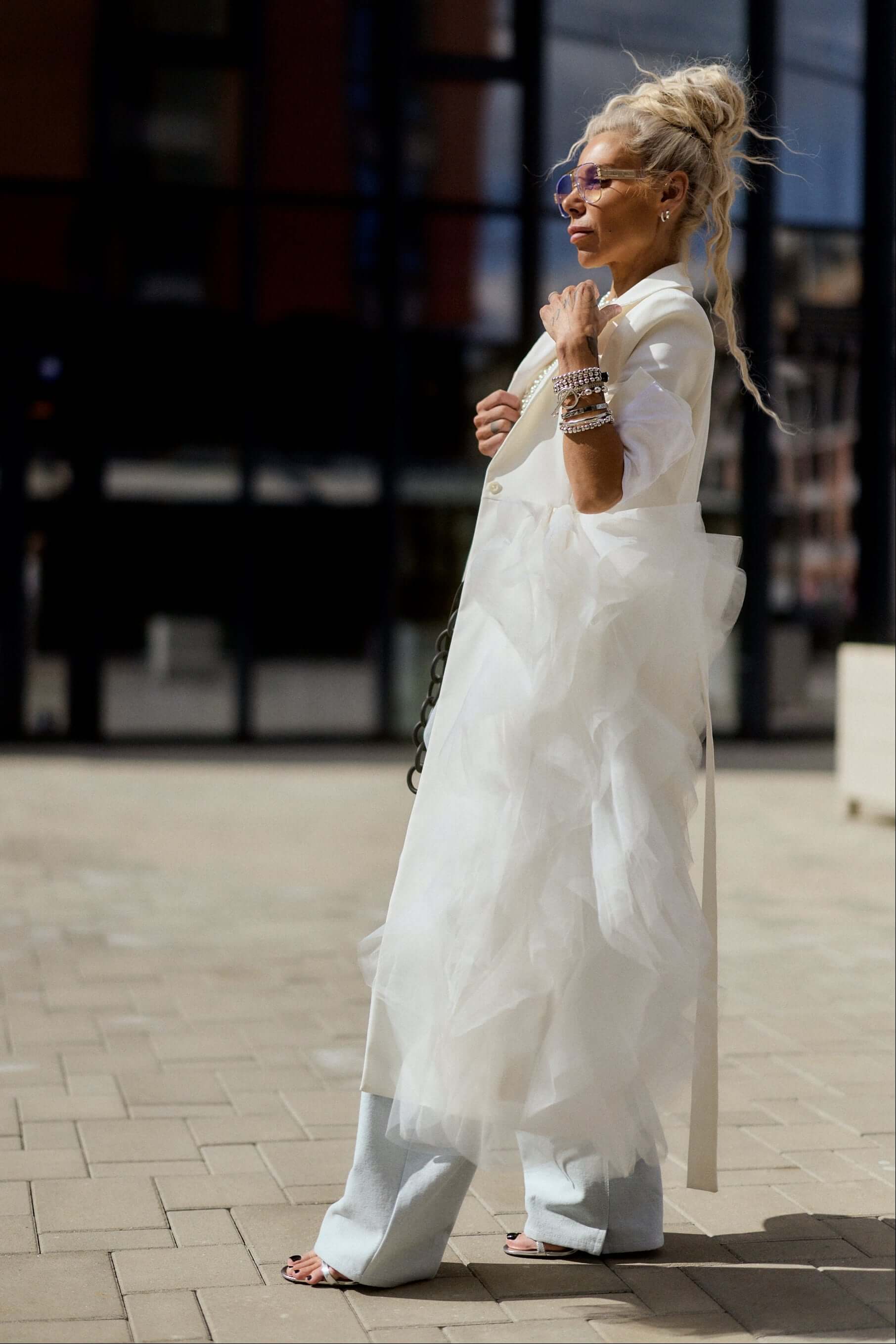 Off-white Tulle Detail Blazer - Image 7