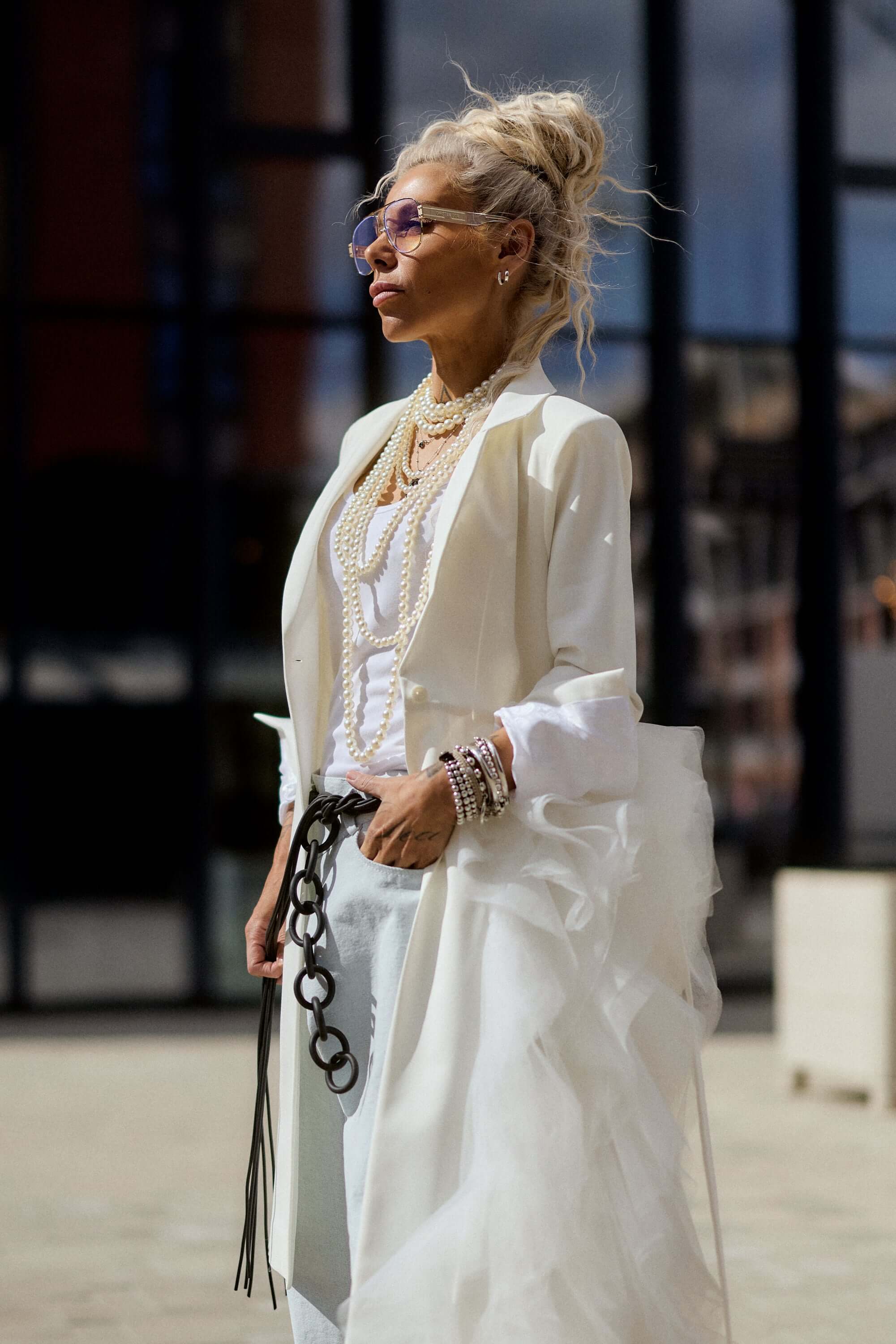 Off-white Tulle Detail Blazer - Image 8