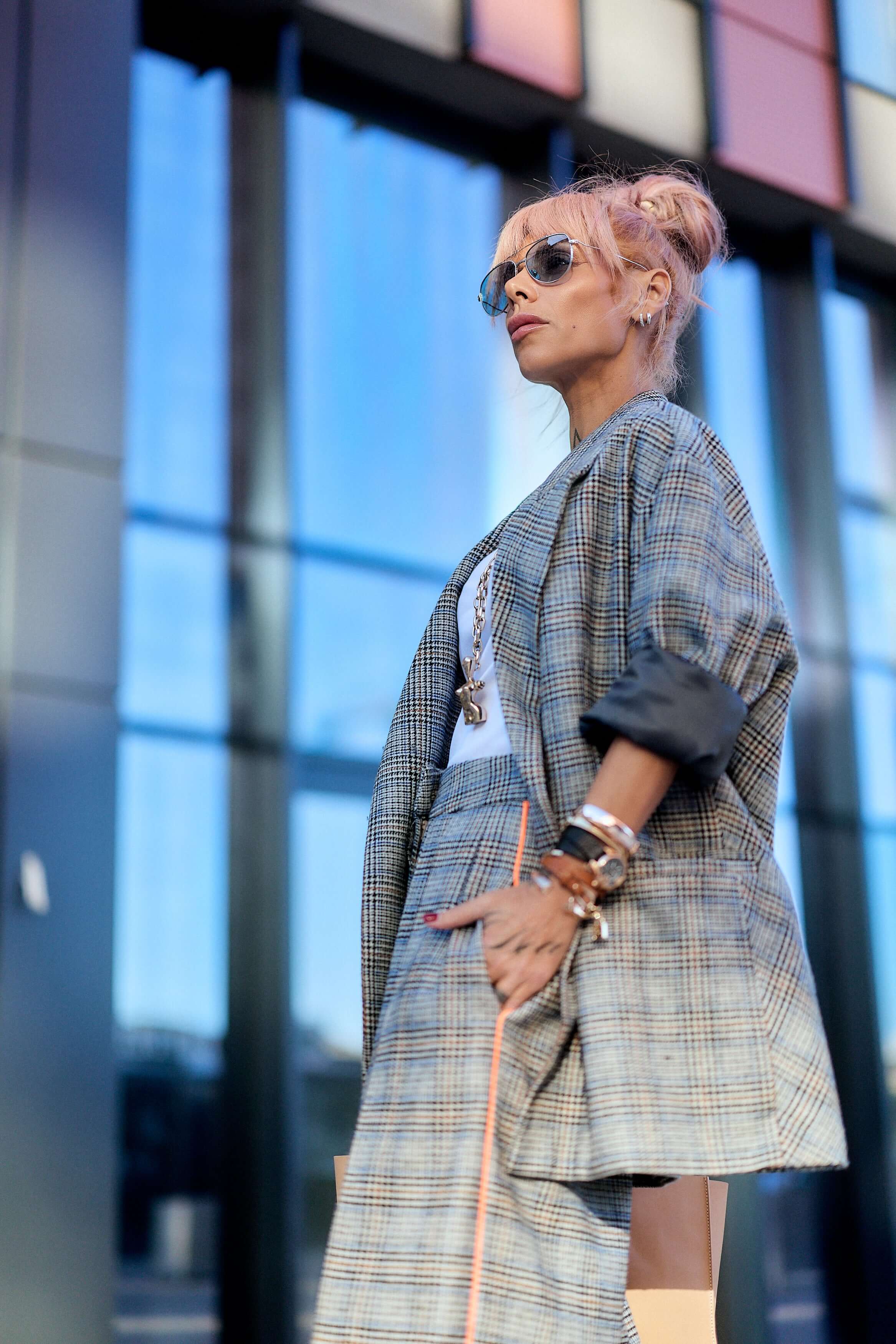Oversized Checked Blazer - Image 4