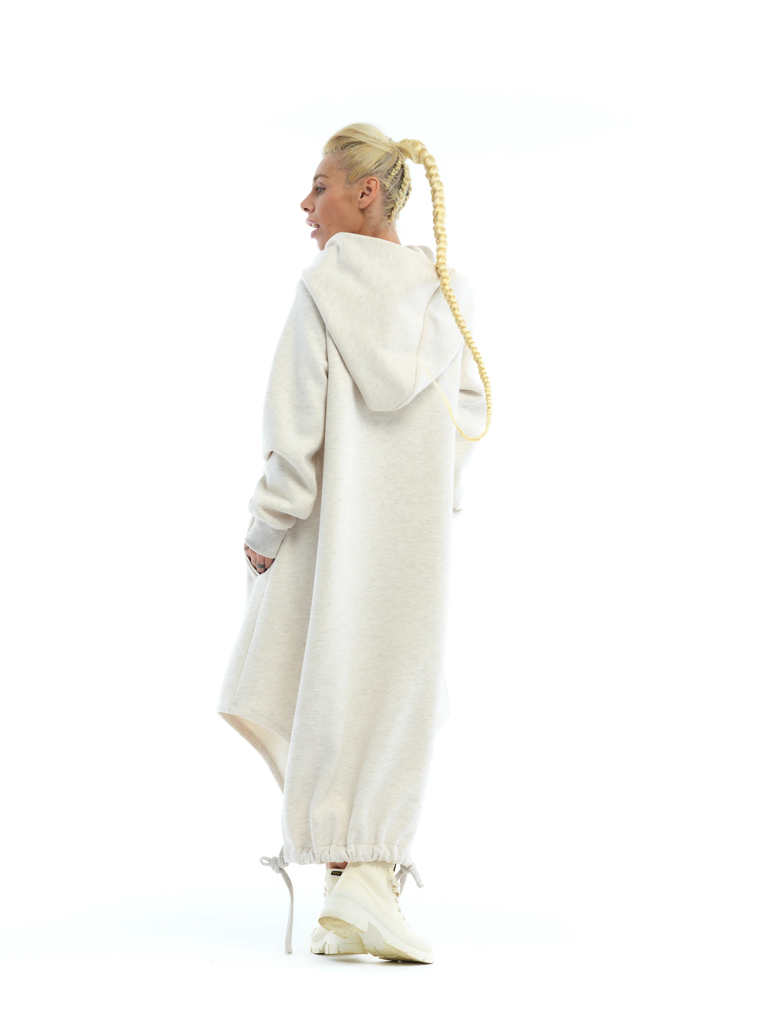 Oversize Cream Hoodie Dress - Image 7