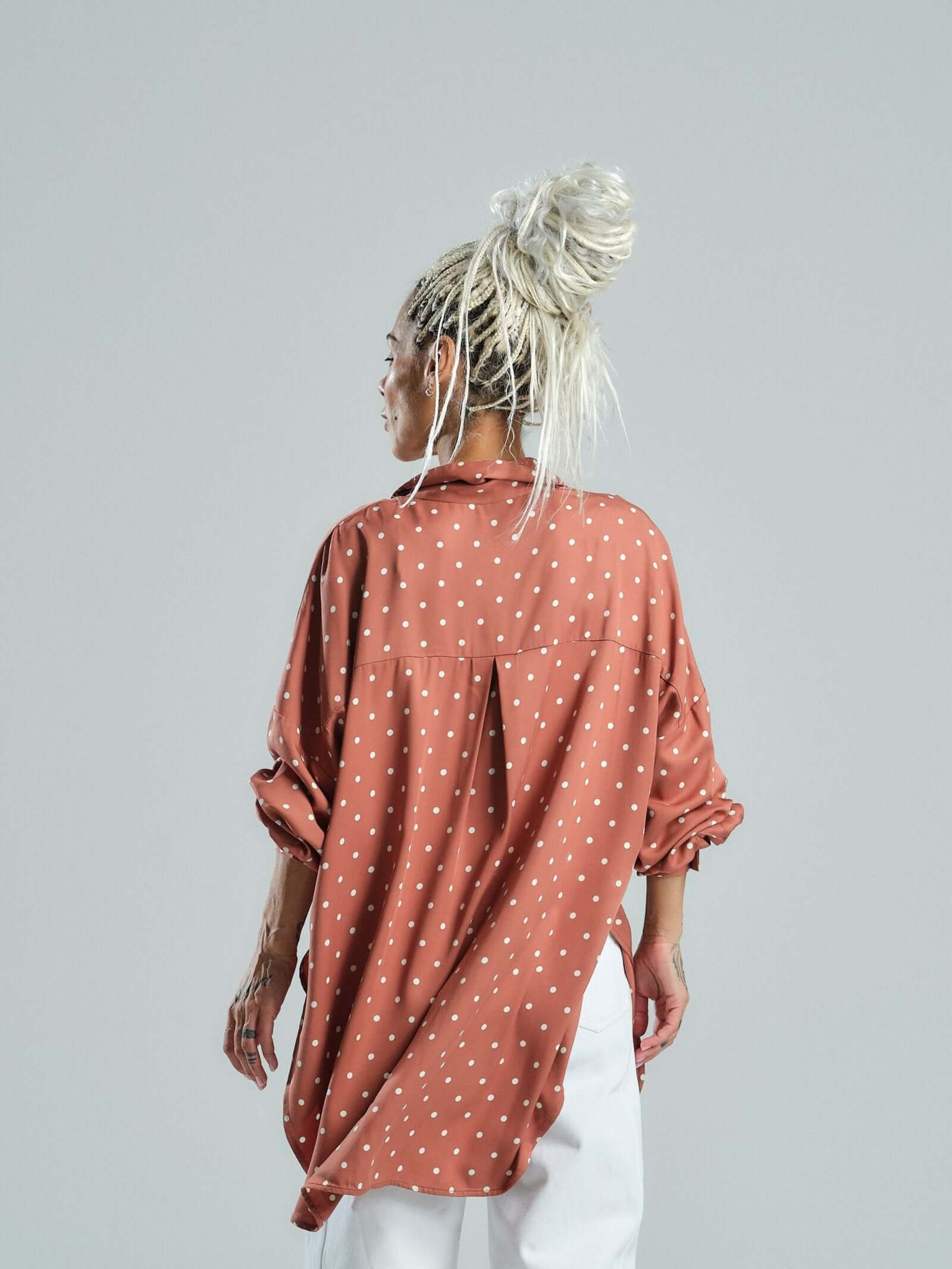 Brown & White Polka-dot Button-Down Shirt - Image 6