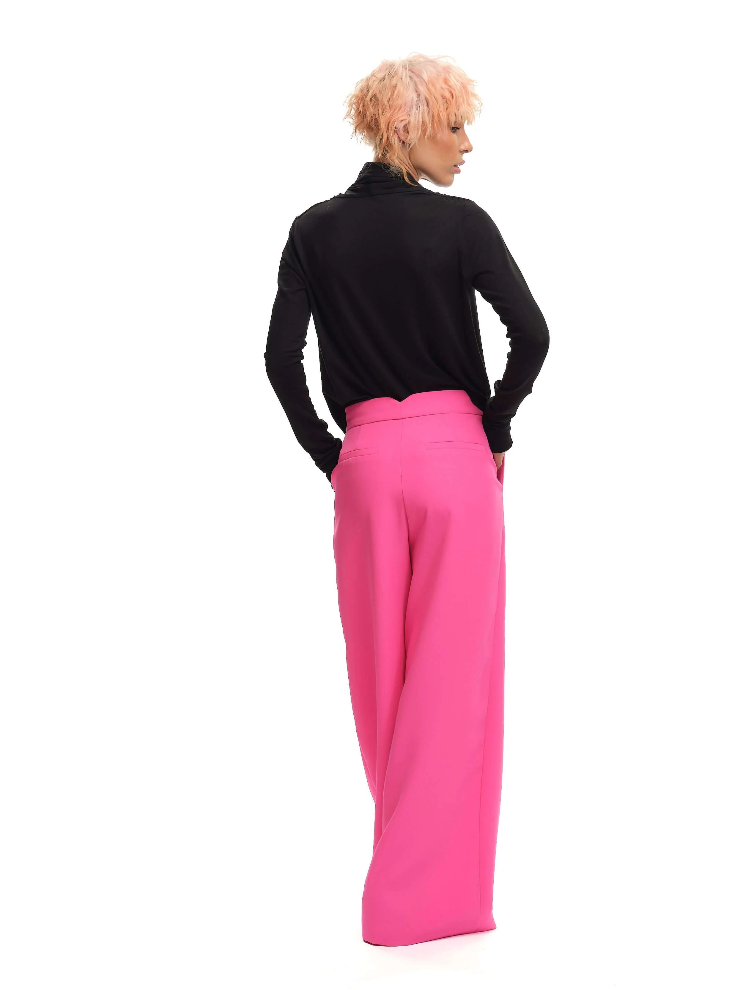 Pink Mid-Rise Wide-Leg Pants - Image 3