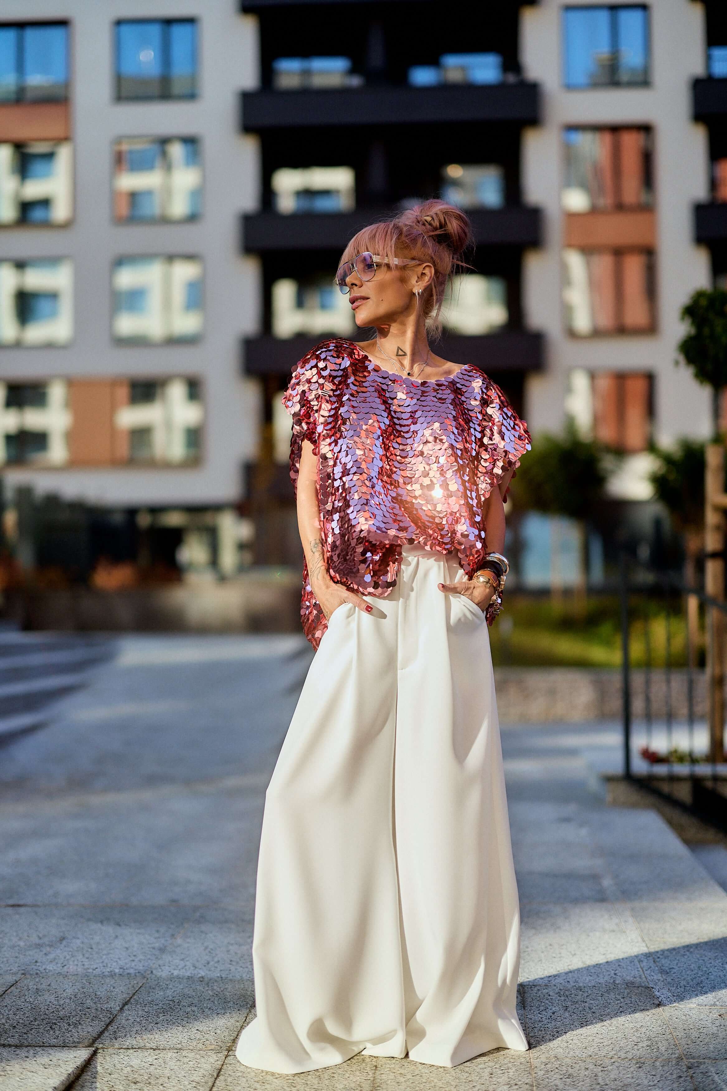 Pink Sequin Oversized Top - Image 3