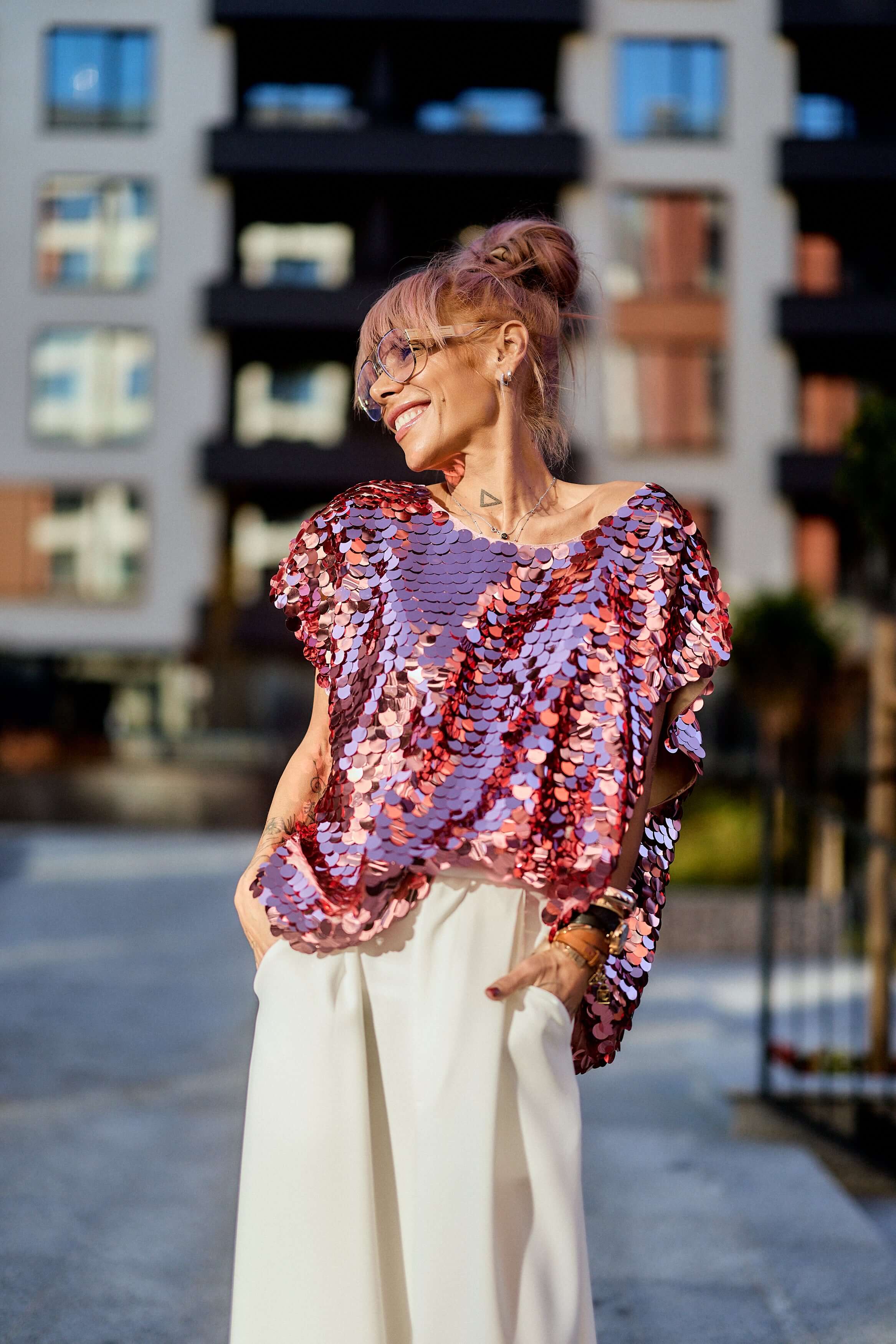 Pink Sequin Oversized Top - Image 6