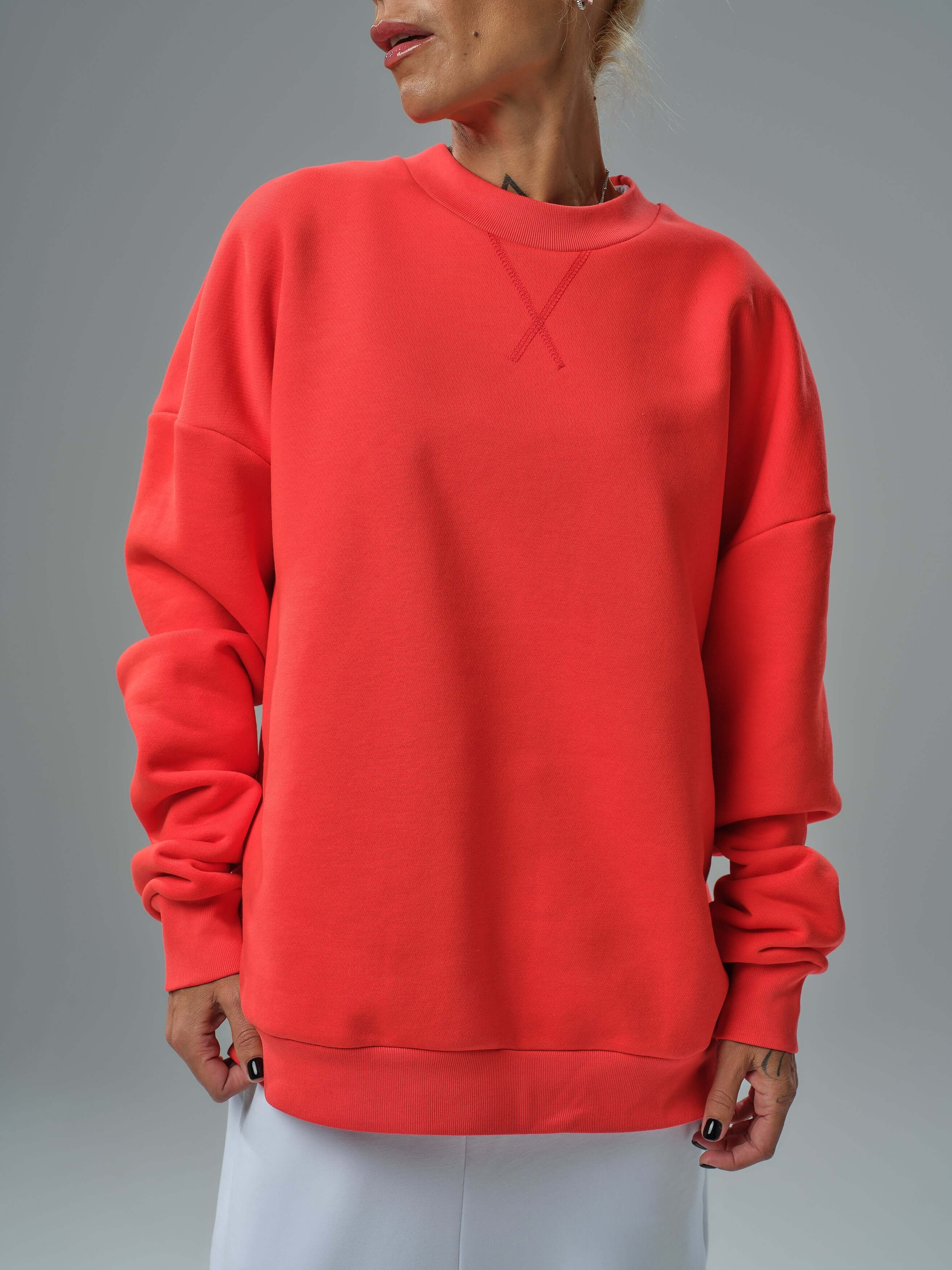 Red Oversized Sweatshirt & White Jogger Set - Image 12