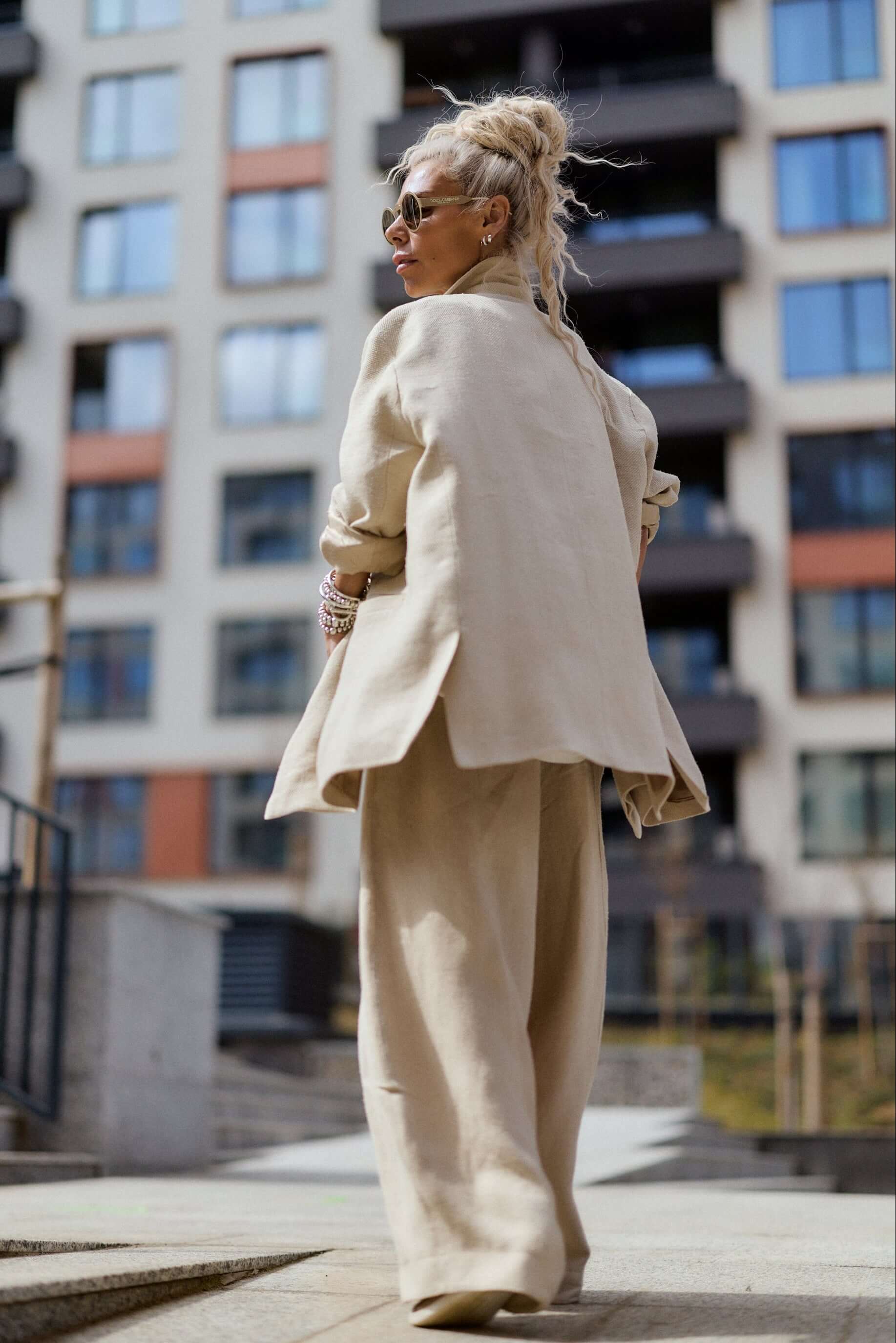 Relaxed Beige Textured Coat - Image 5