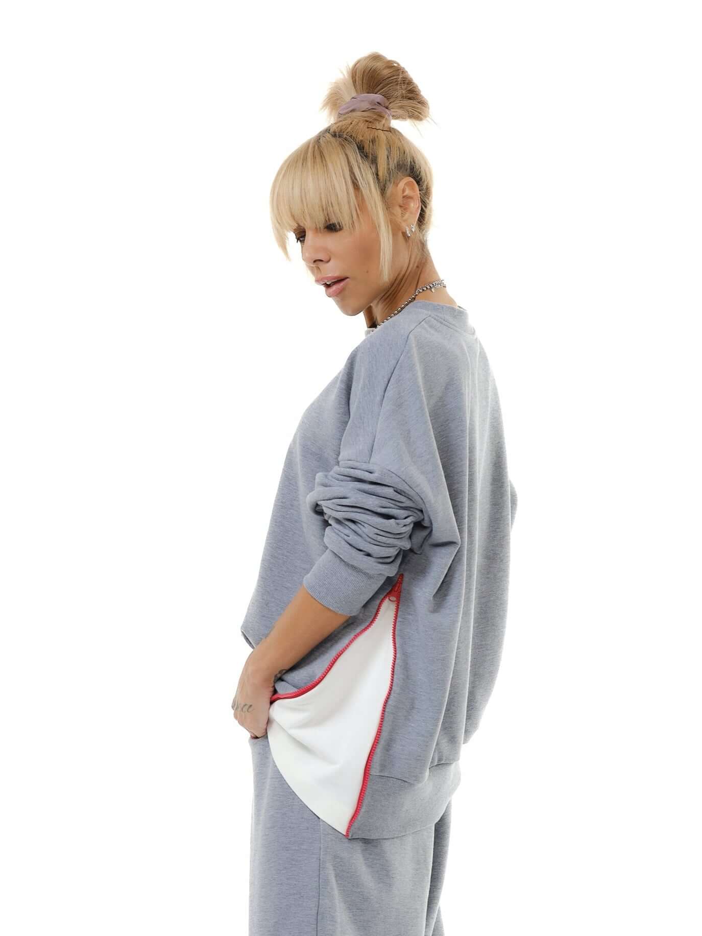 Relaxed Grey Two-Piece Set with Hidden Details - Image 4