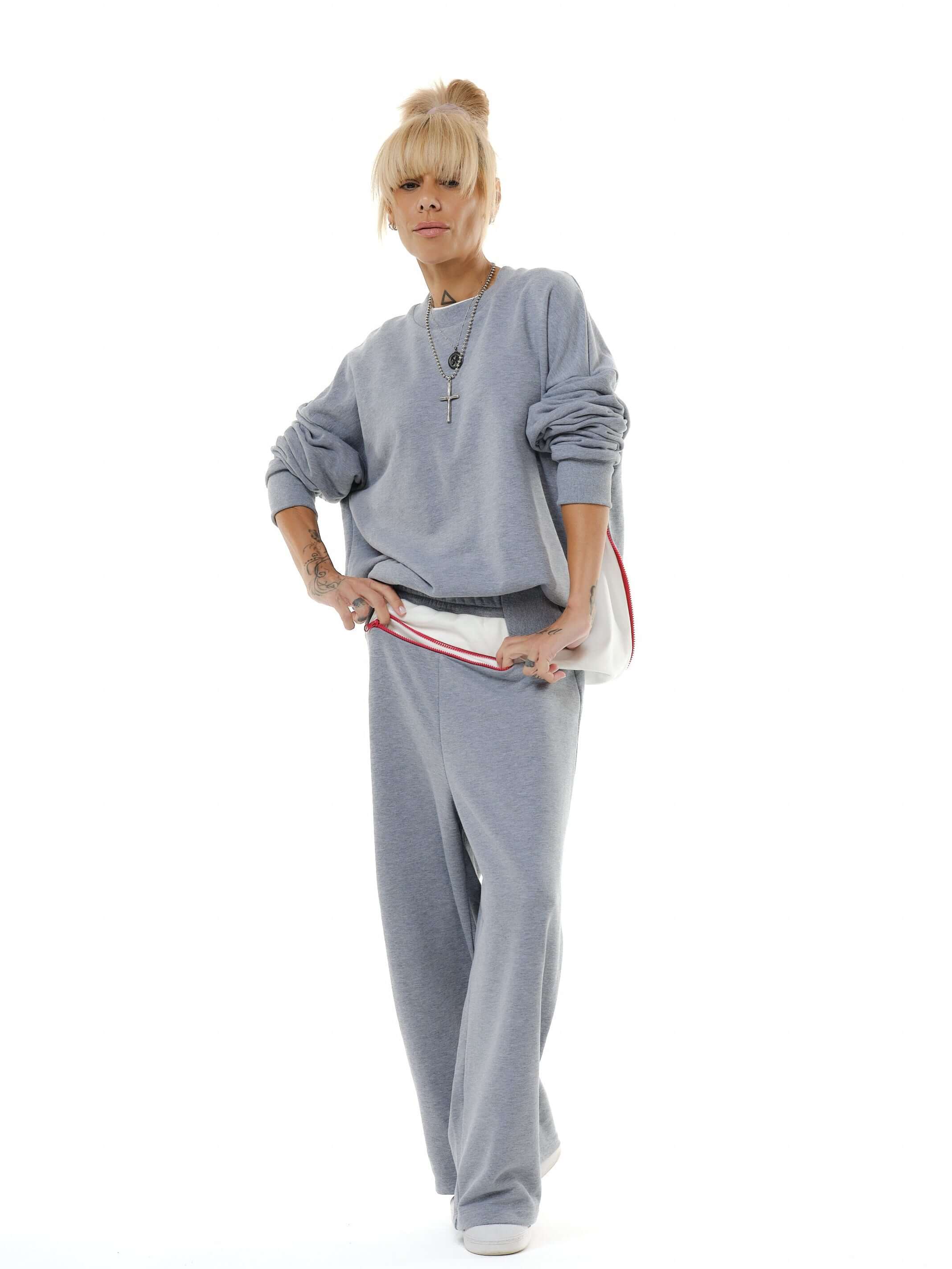 Relaxed Grey Two-Piece Set with Hidden Details - Image 6