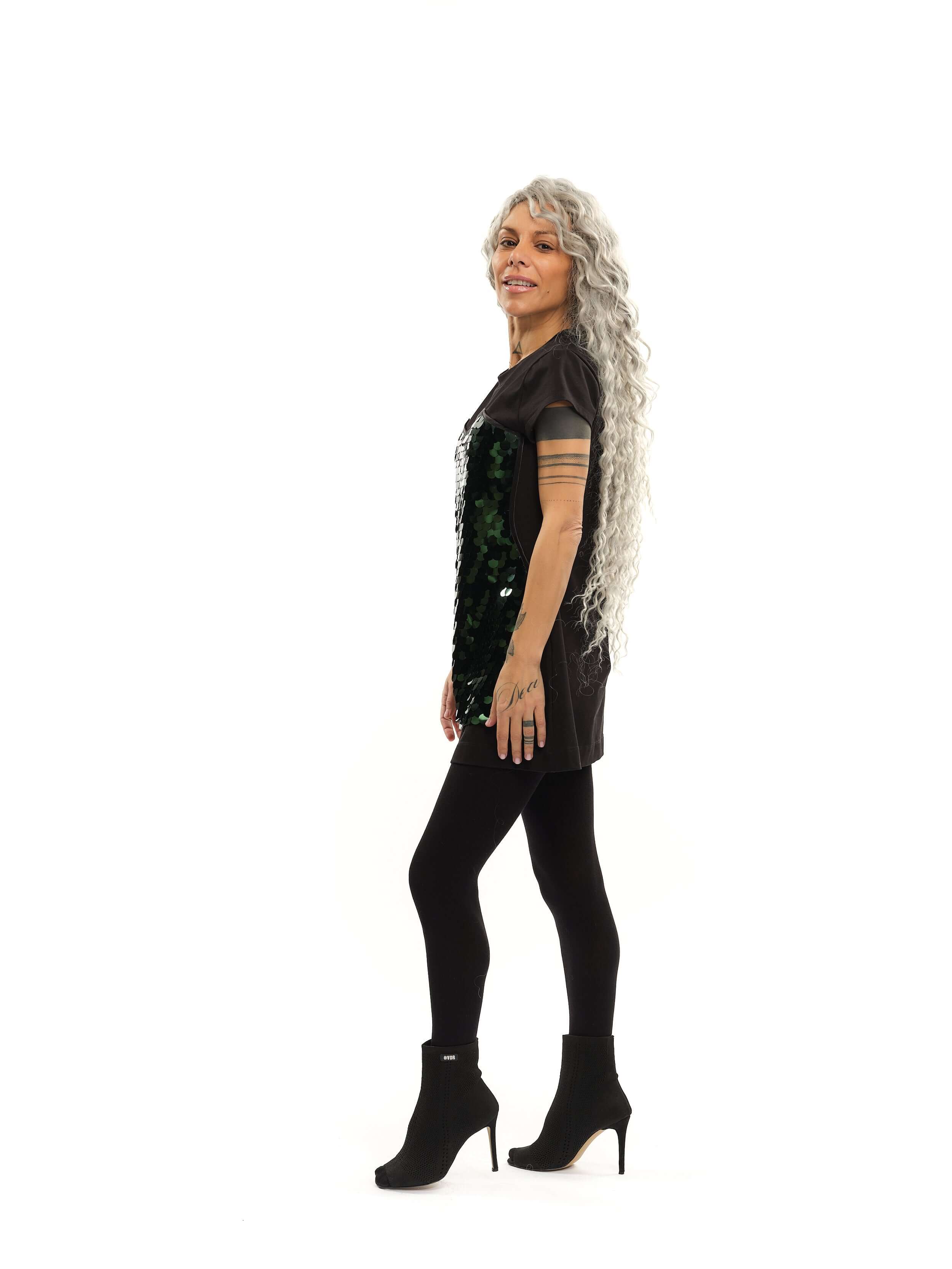Sequin-Detailed Black Mini Dress - Image 5