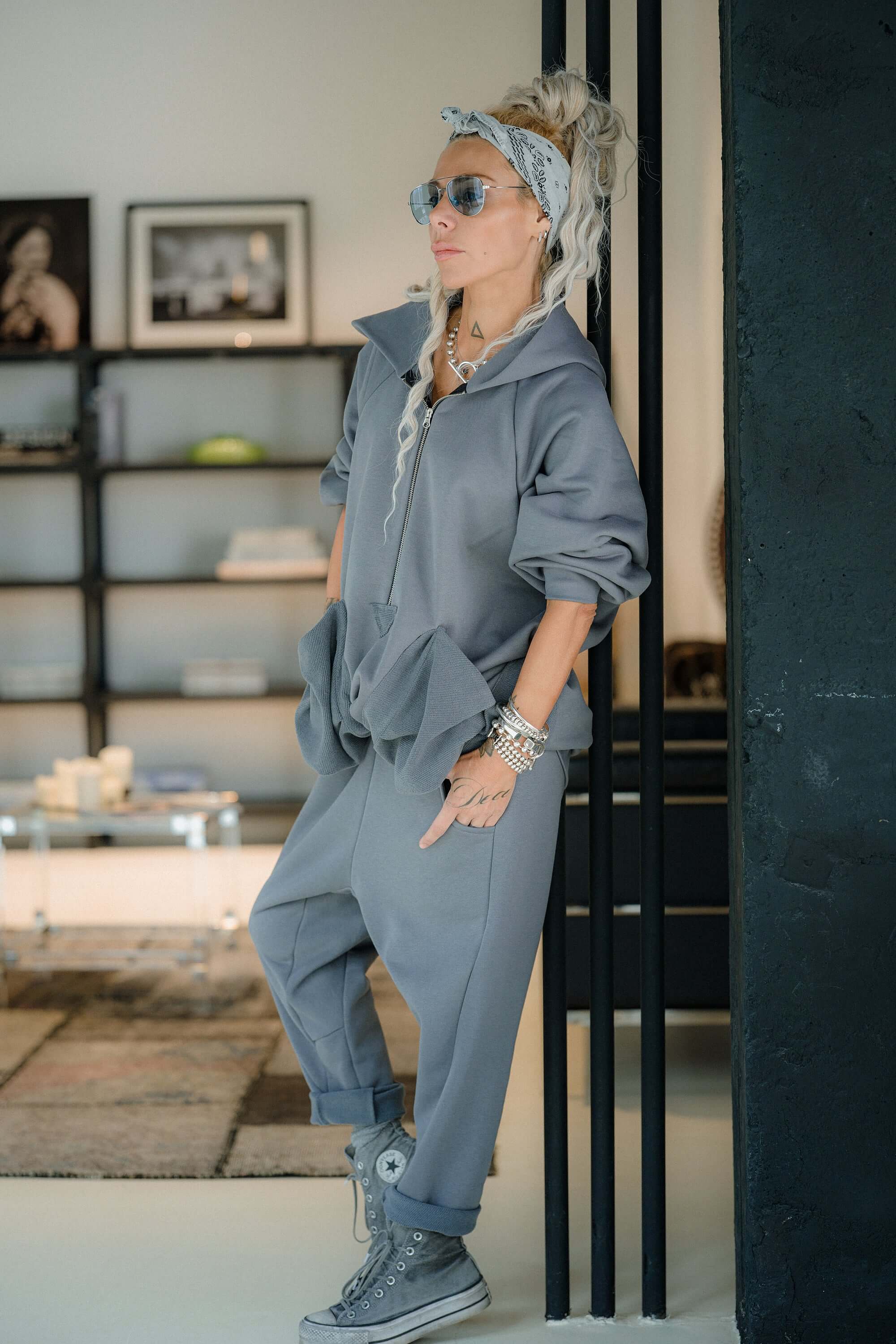 Steel Grey Zip Hoodie and Jogger Set - Image 5
