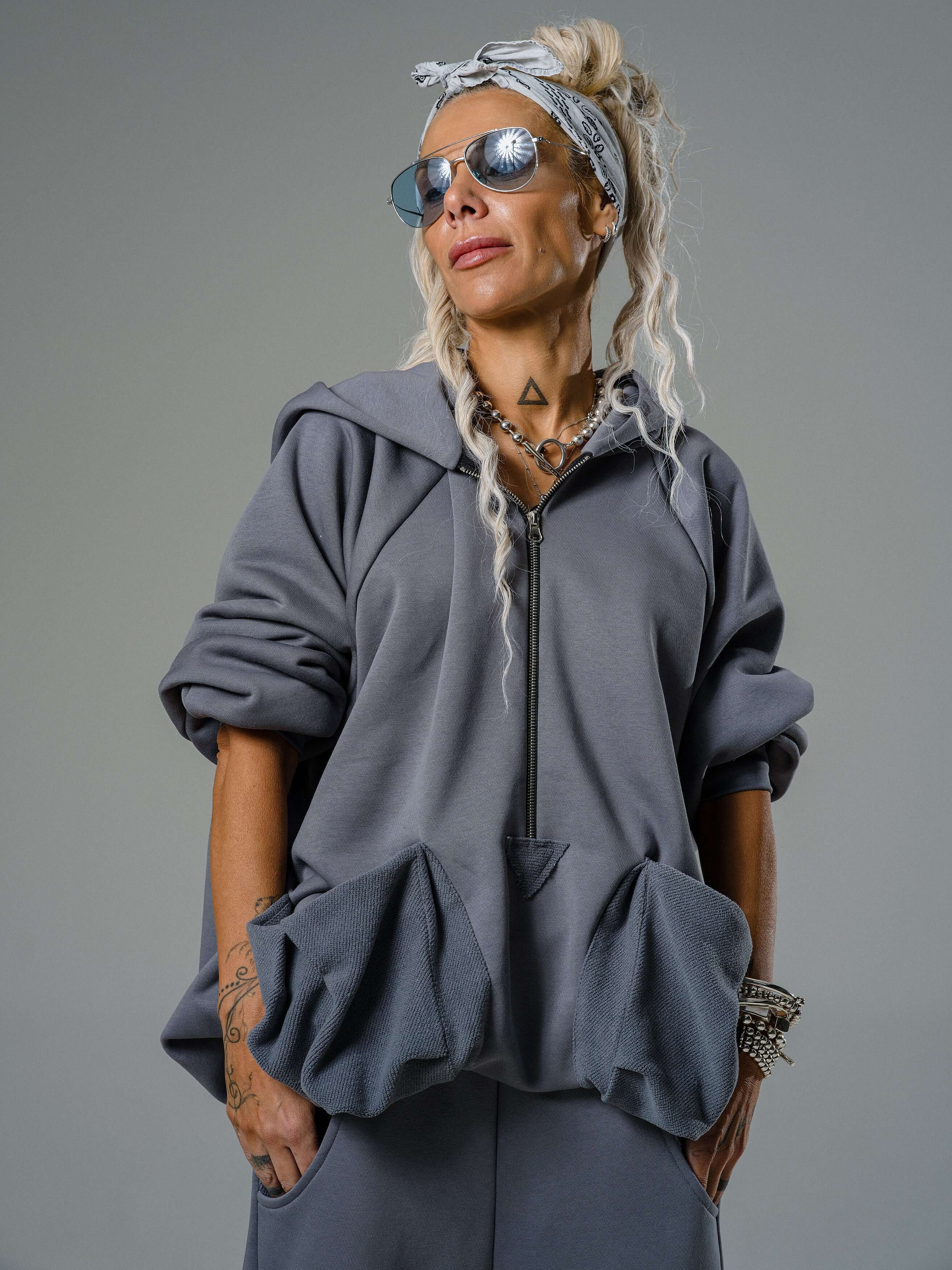 Steel Grey Zip Hoodie and Jogger Set - Image 7