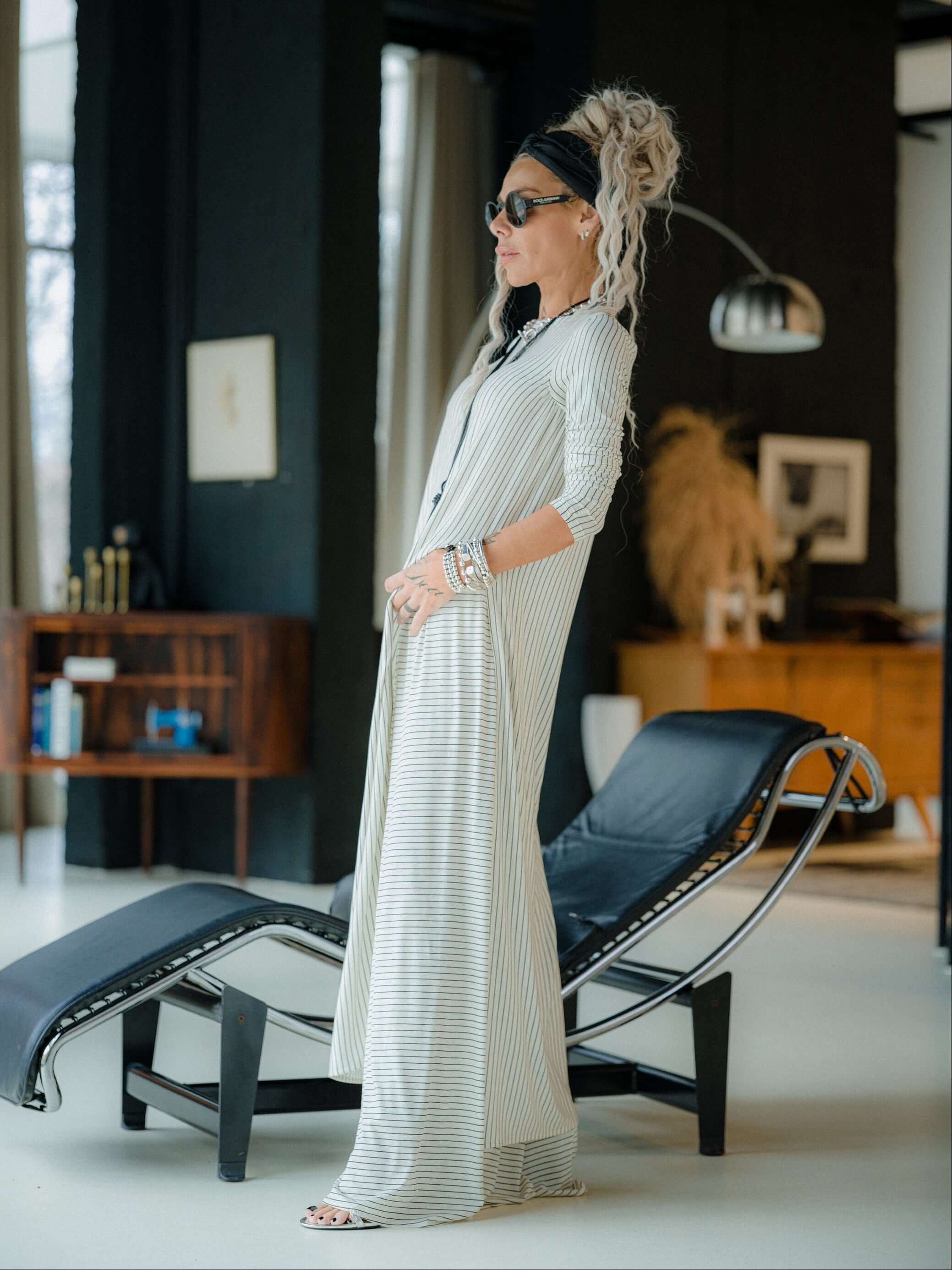Striped Longline Top and Wide Leg Pants Set - Image 2