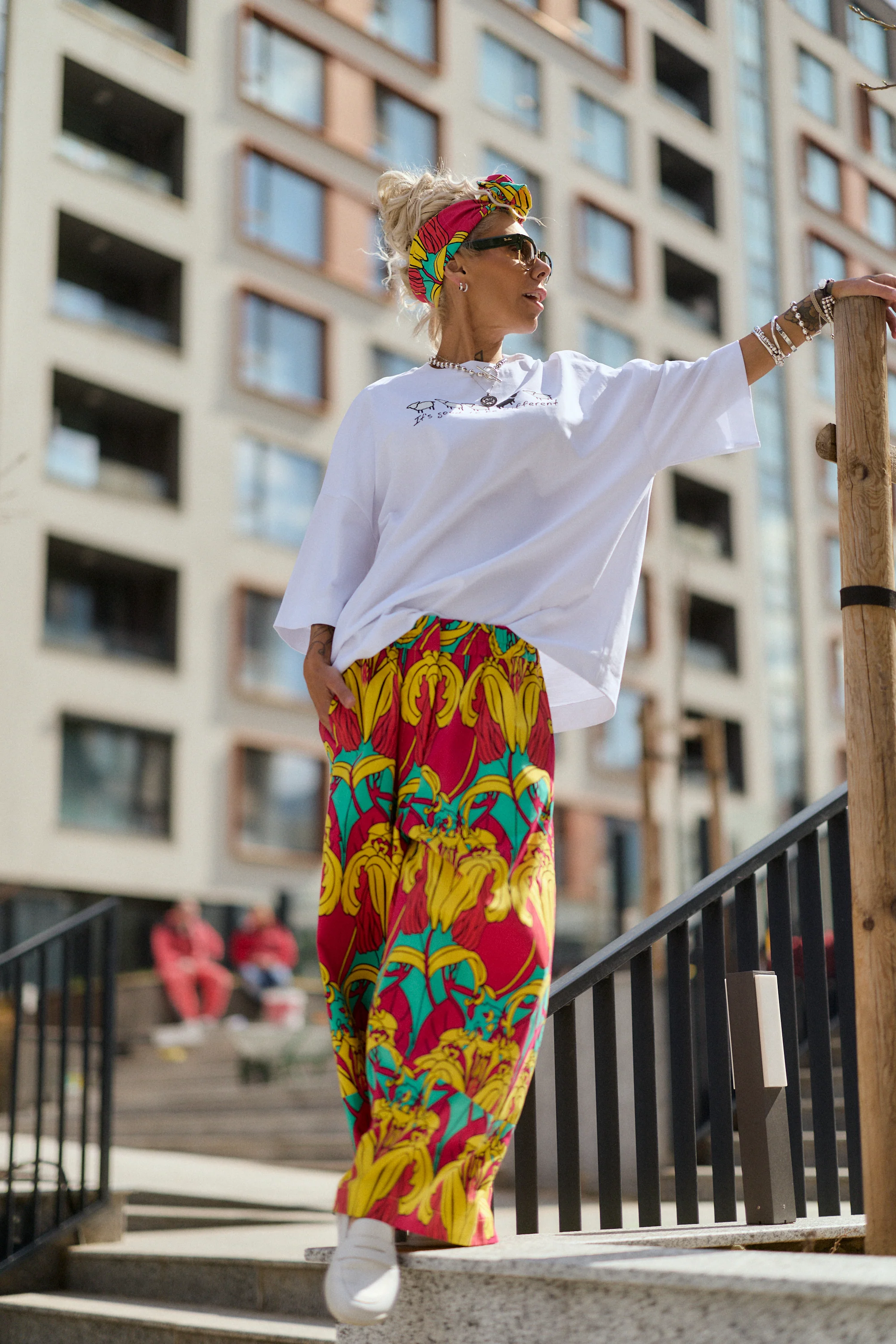 Three-Piece Graphic T-Shirt, Printed Trouser & Headband Set - Image 2