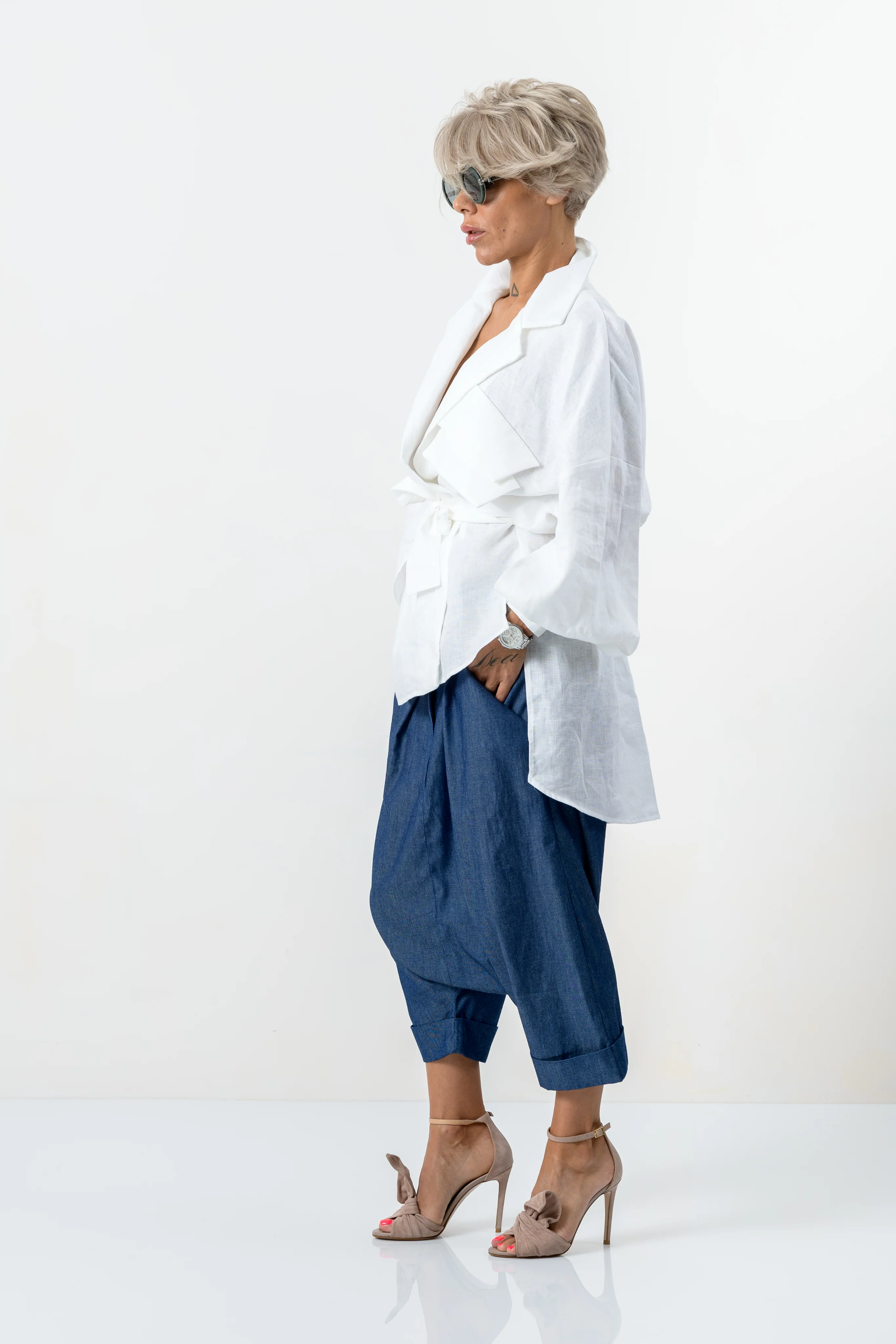 White Asymmetric Extravagant Shirt - Image 10