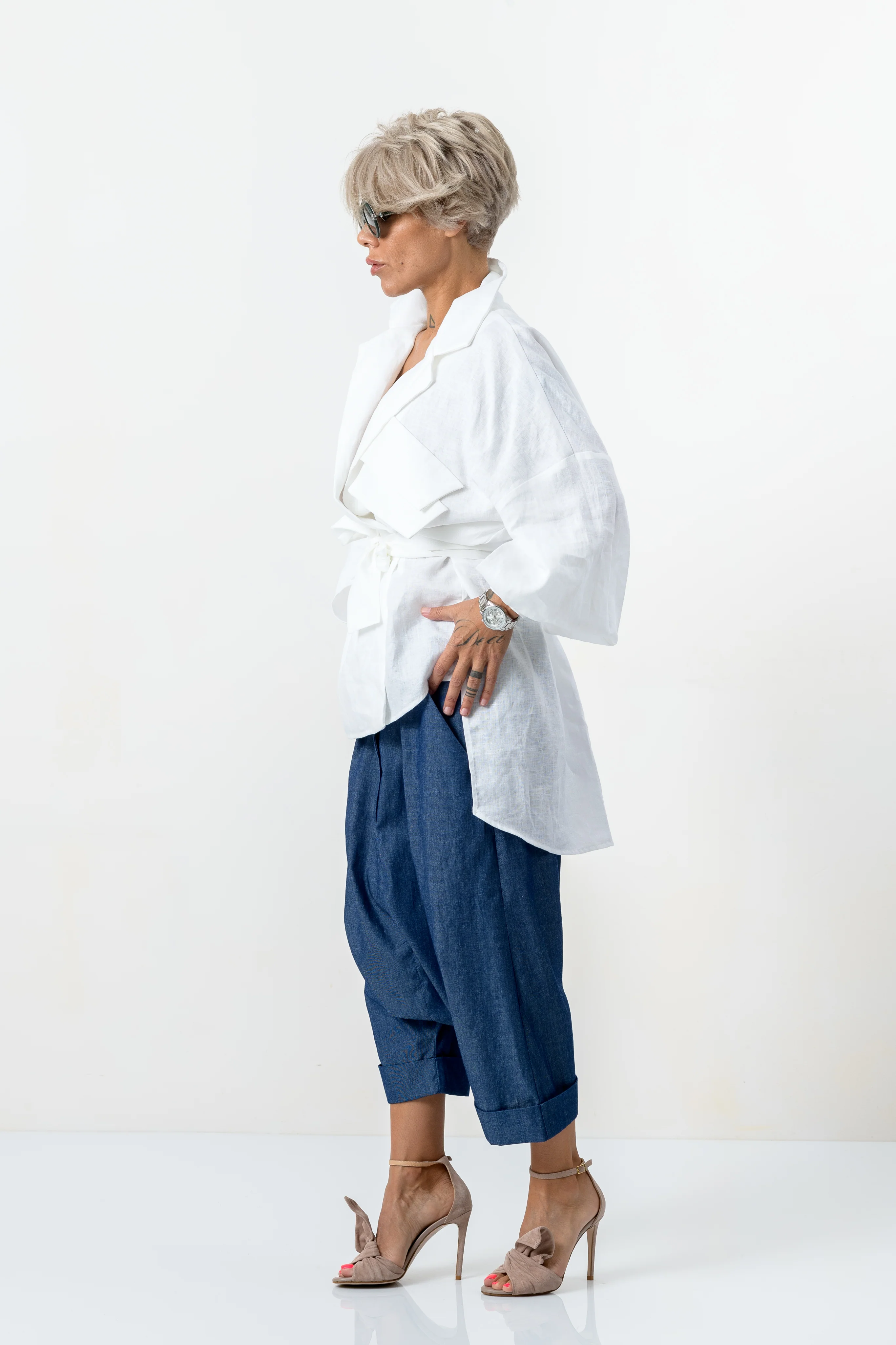 White Asymmetric Extravagant Shirt - Image 11
