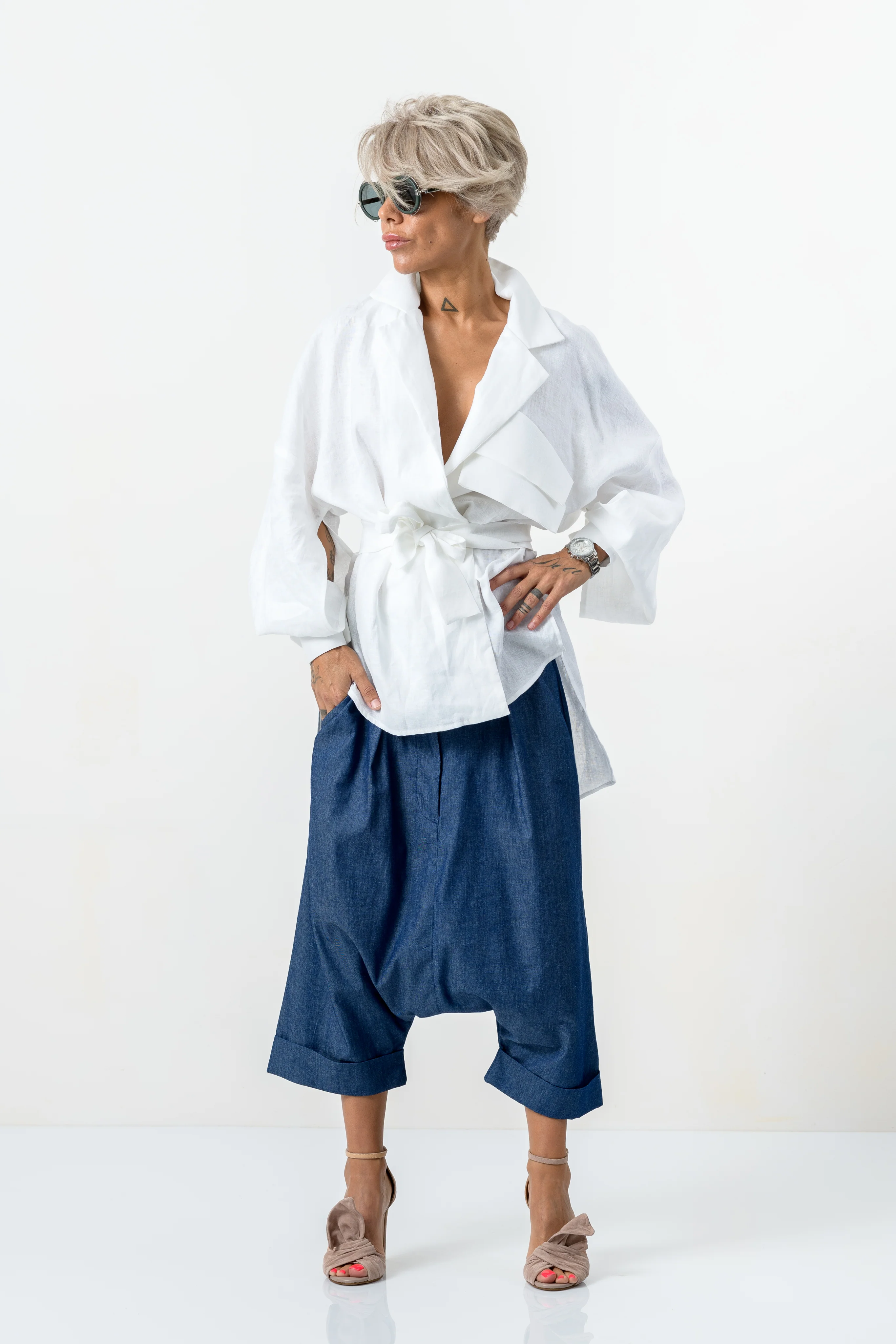 White Asymmetric Extravagant Shirt - Image 12