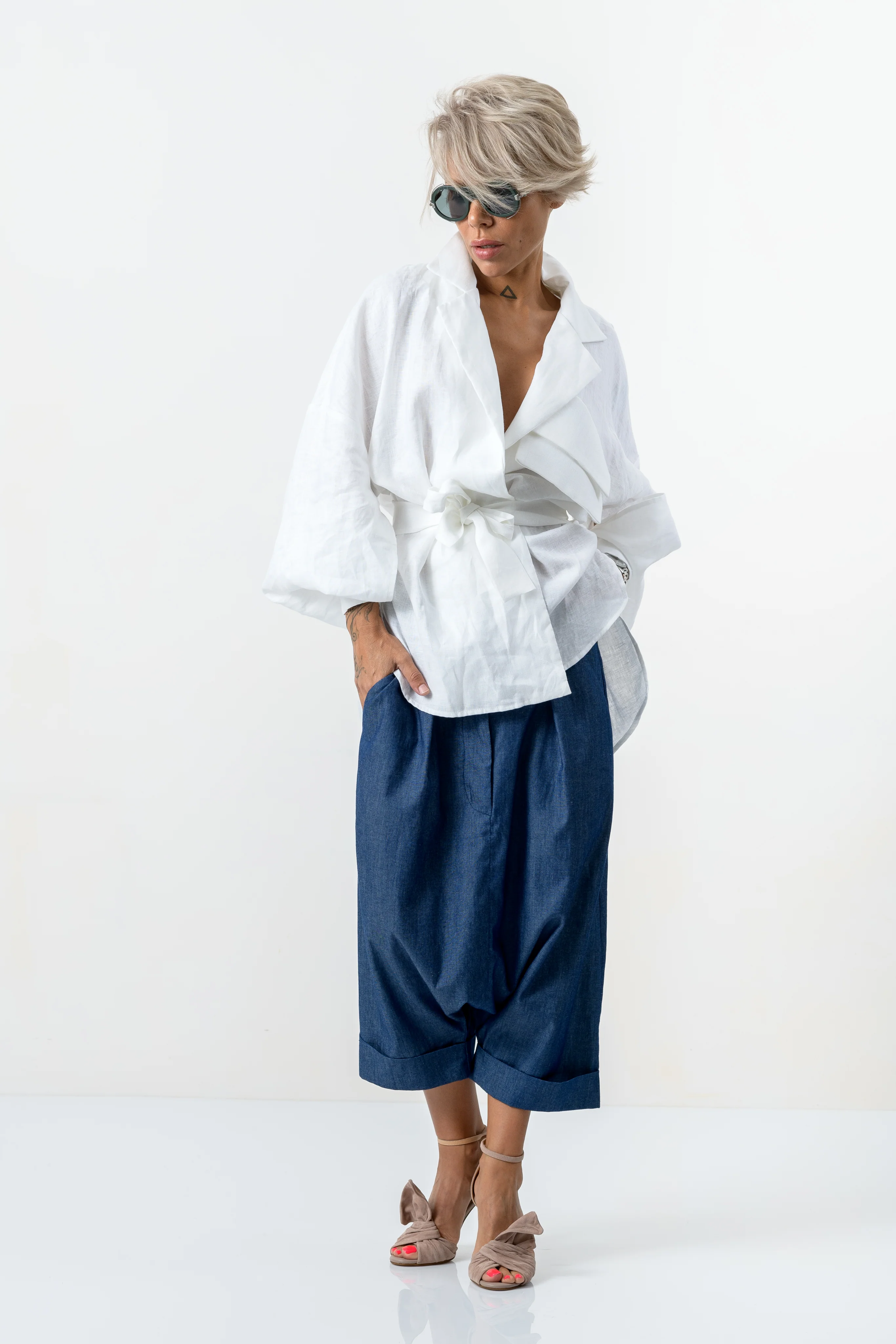 White Asymmetric Extravagant Shirt - Image 4