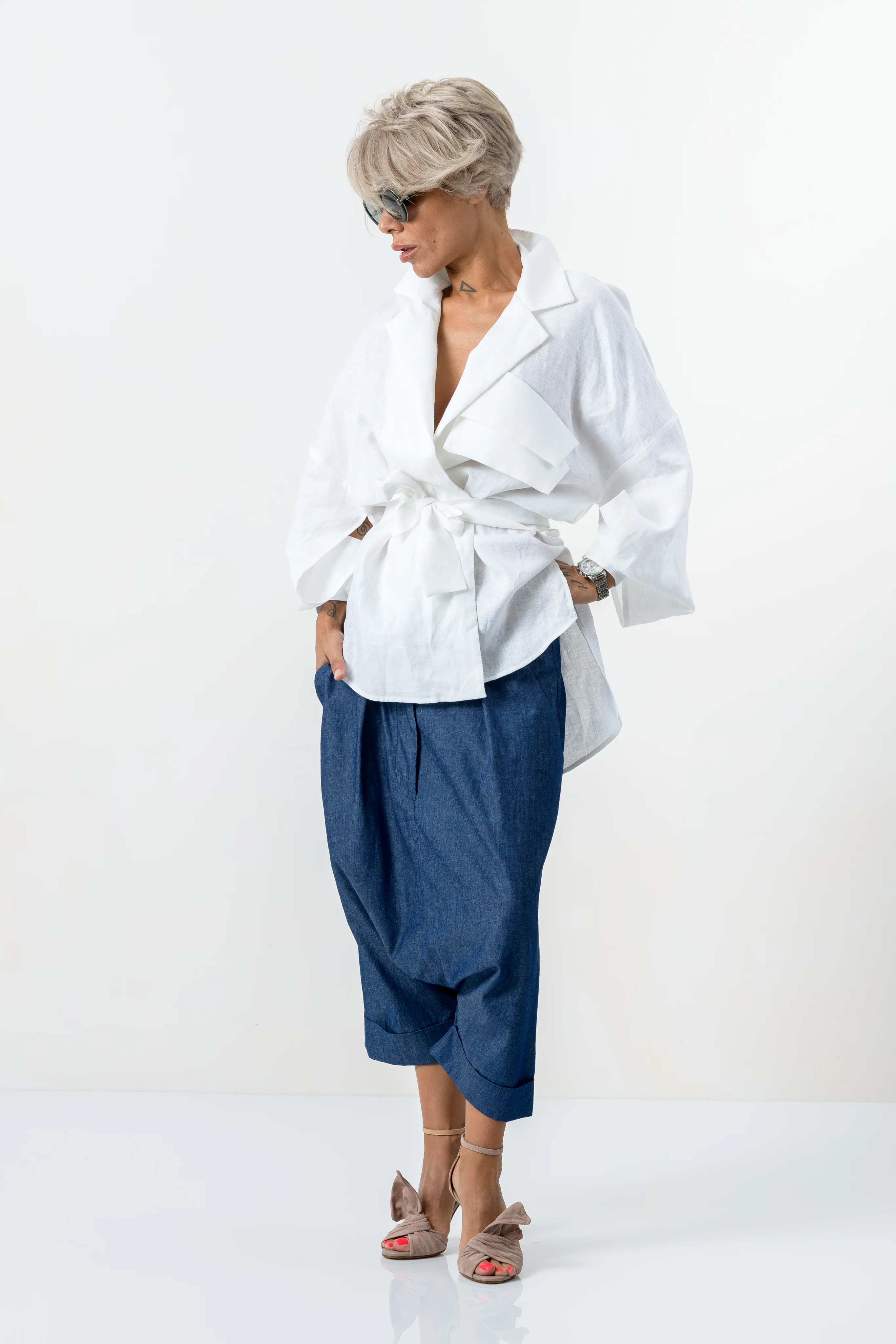 White Asymmetric Extravagant Shirt - Image 5