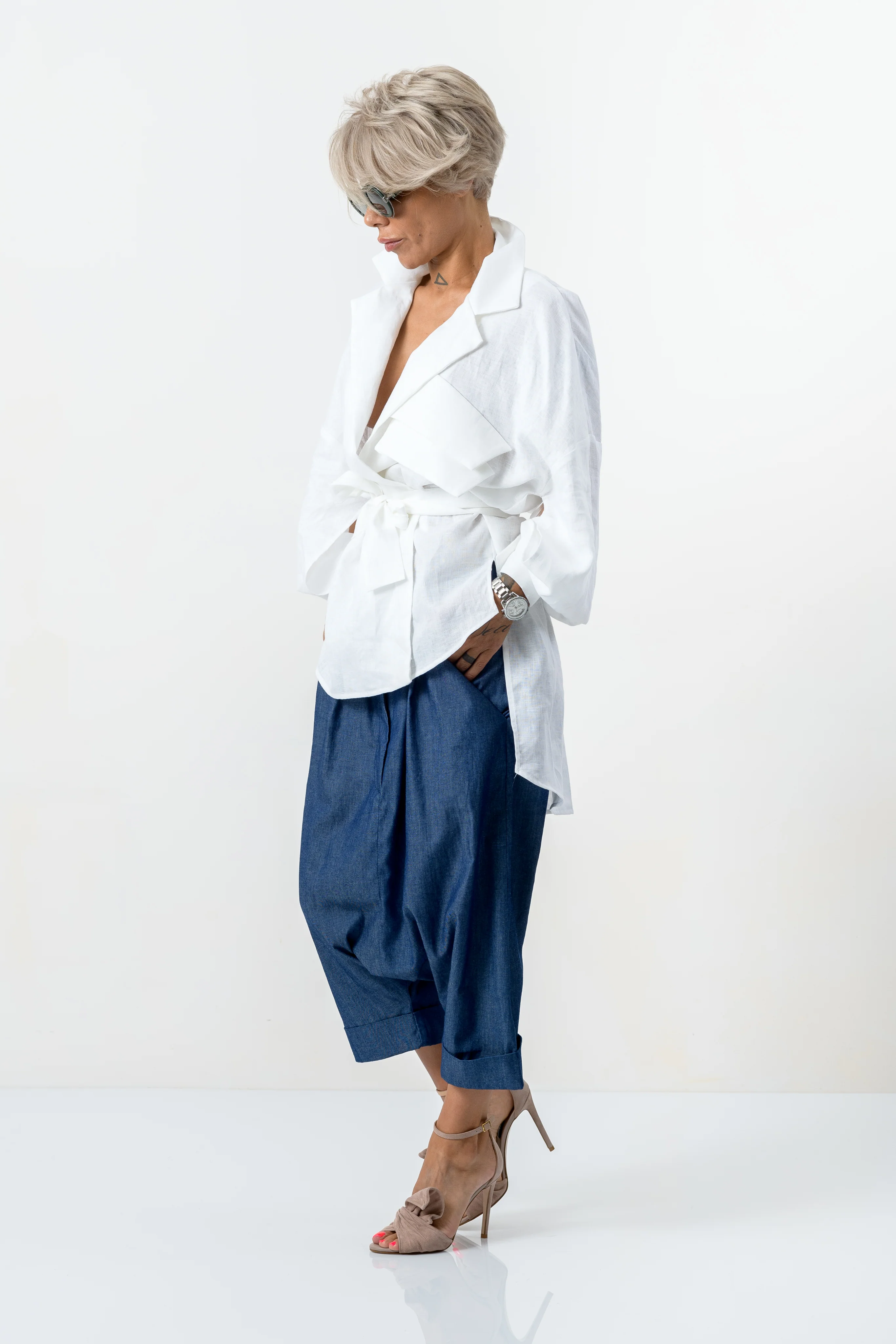 White Asymmetric Extravagant Shirt - Image 7