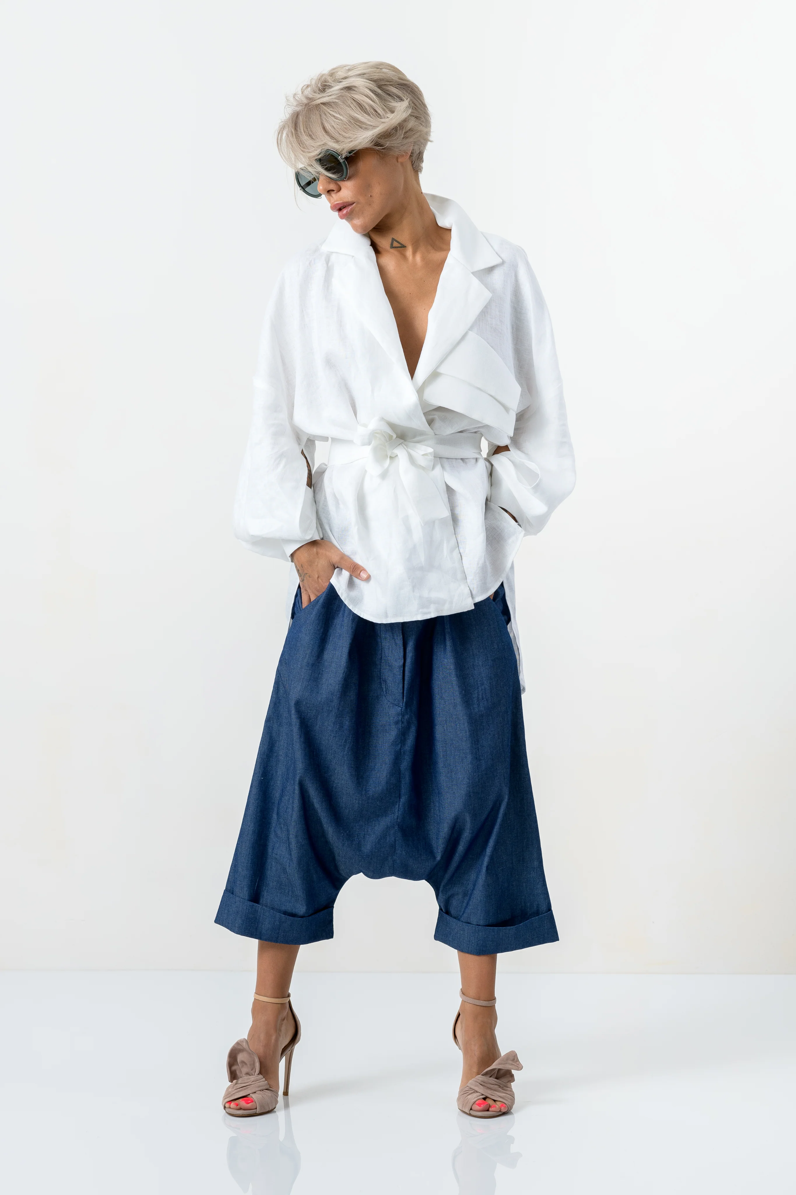White Asymmetric Extravagant Shirt - Image 8