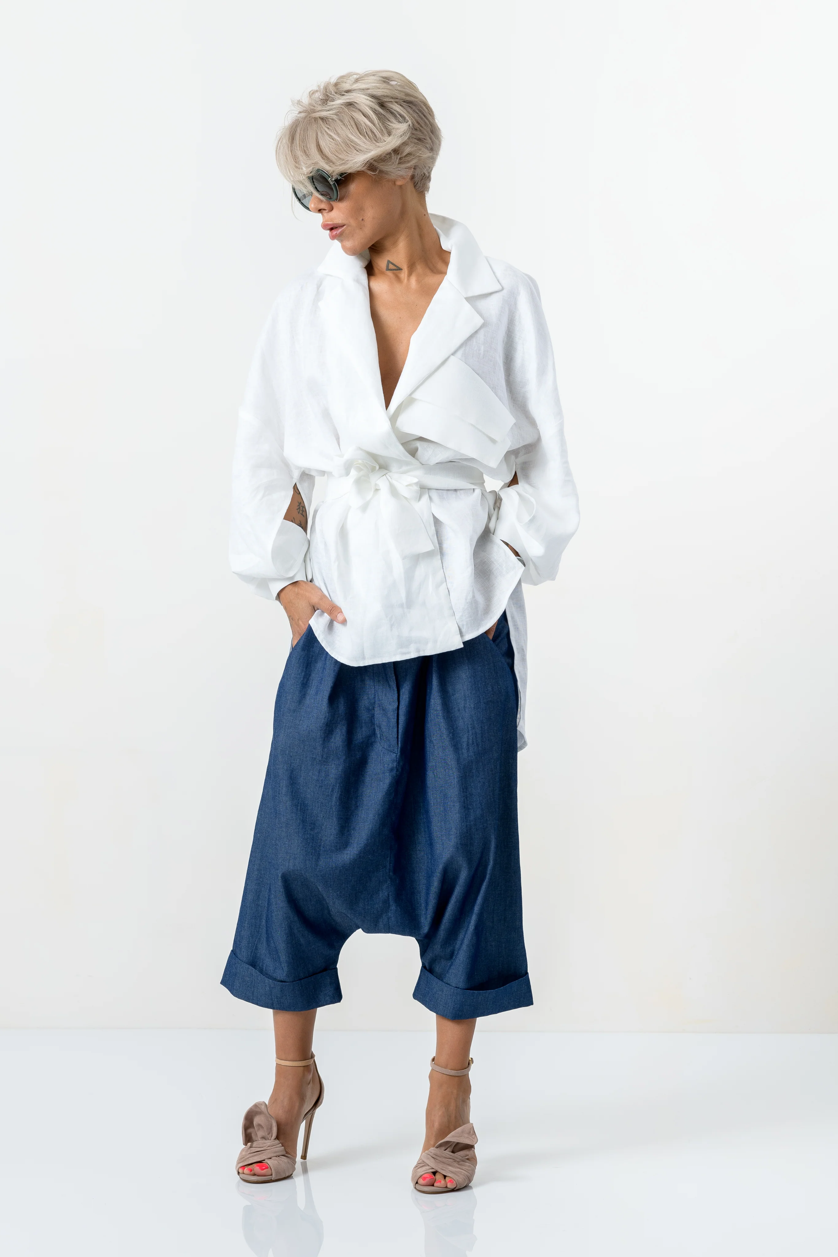 White Asymmetric Extravagant Shirt - Image 9