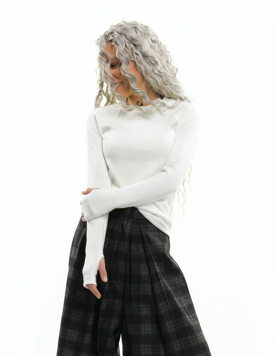 White Rib-Knit Top