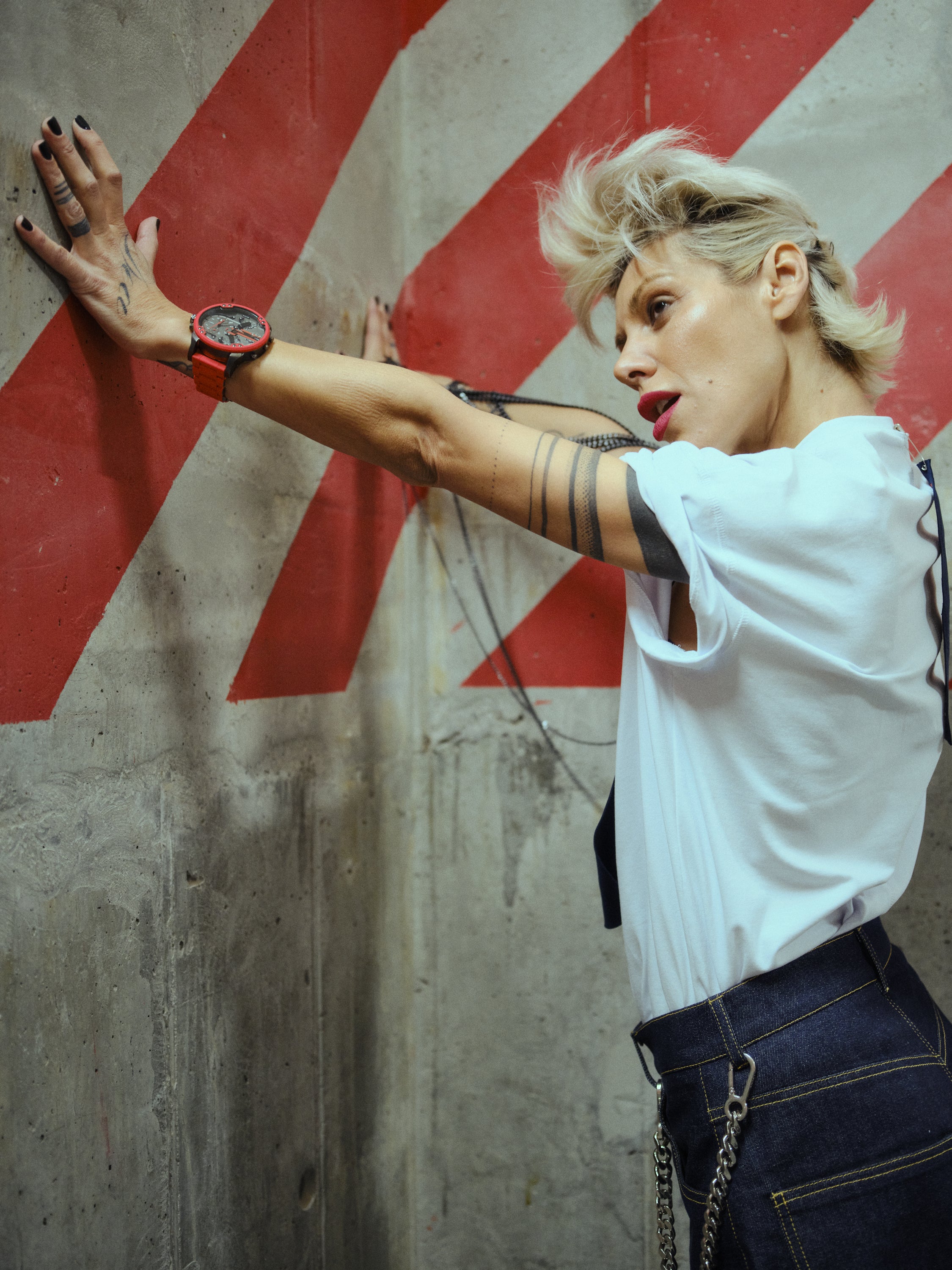 White T-Shirt with Decorative Patches - Image 3