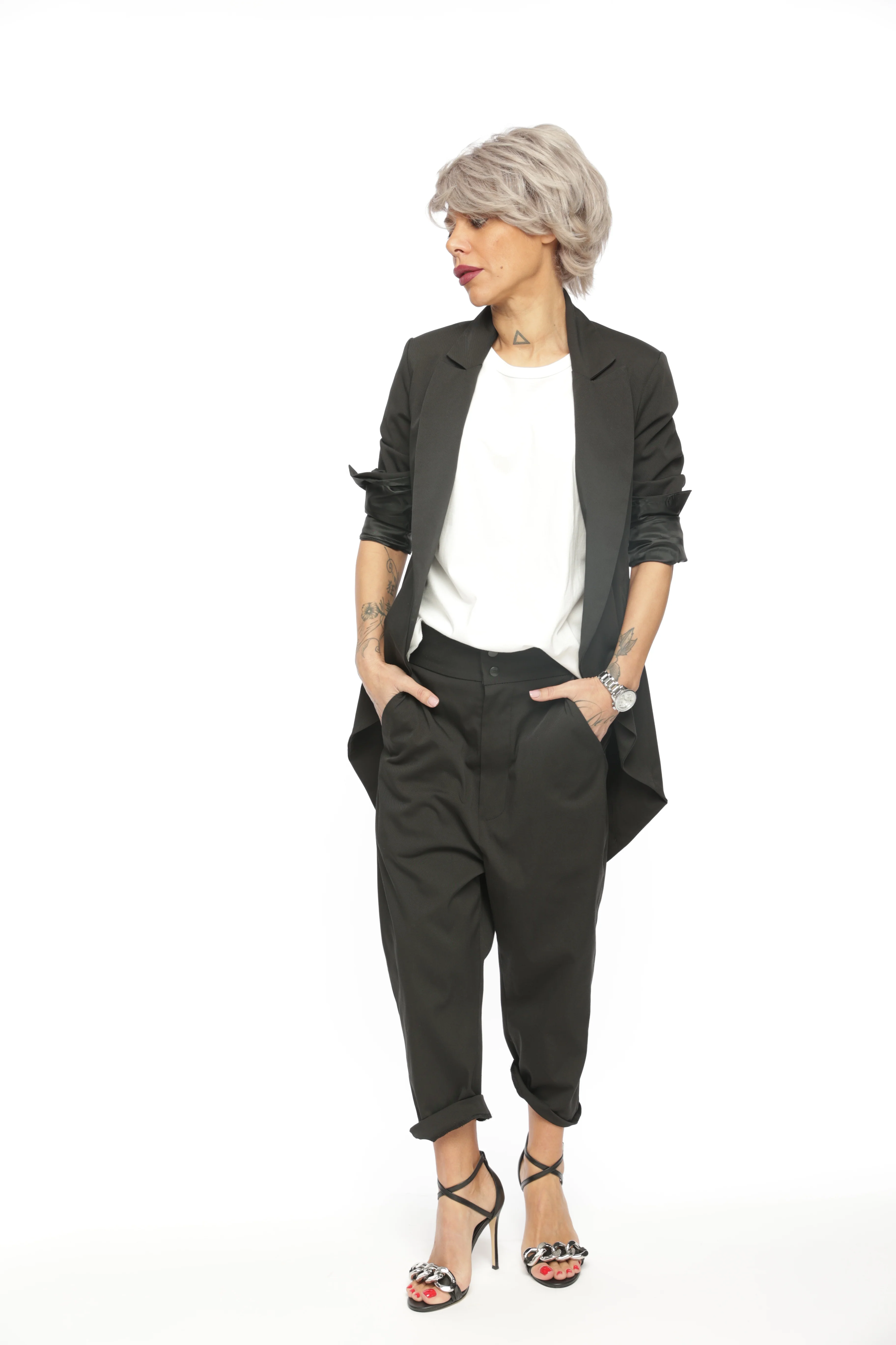 Slim-Fit Blazer Jacket with Long Back - Image 3